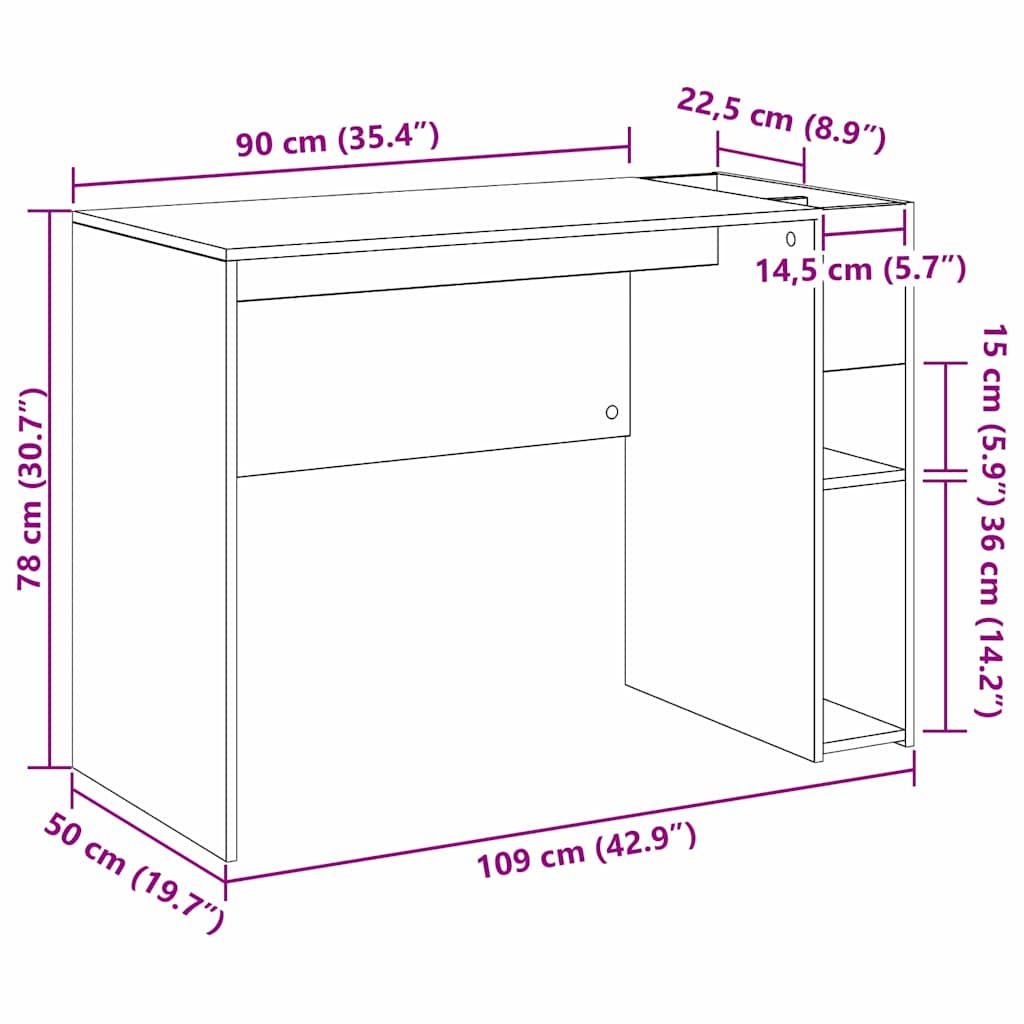 Γραφείο Καπνιστό Δρύς 109 x 50 x 78 εκ Επεξεργασμένο ξύλο