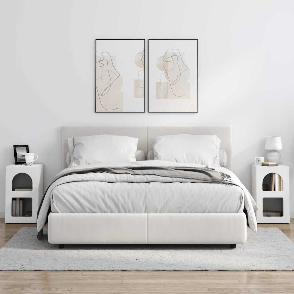 Κομοδίνο 2 pcs Λευκό 29,5 x 33,5 x 50 εκ Επεξεργασμένο ξύλο - Pakobazaar