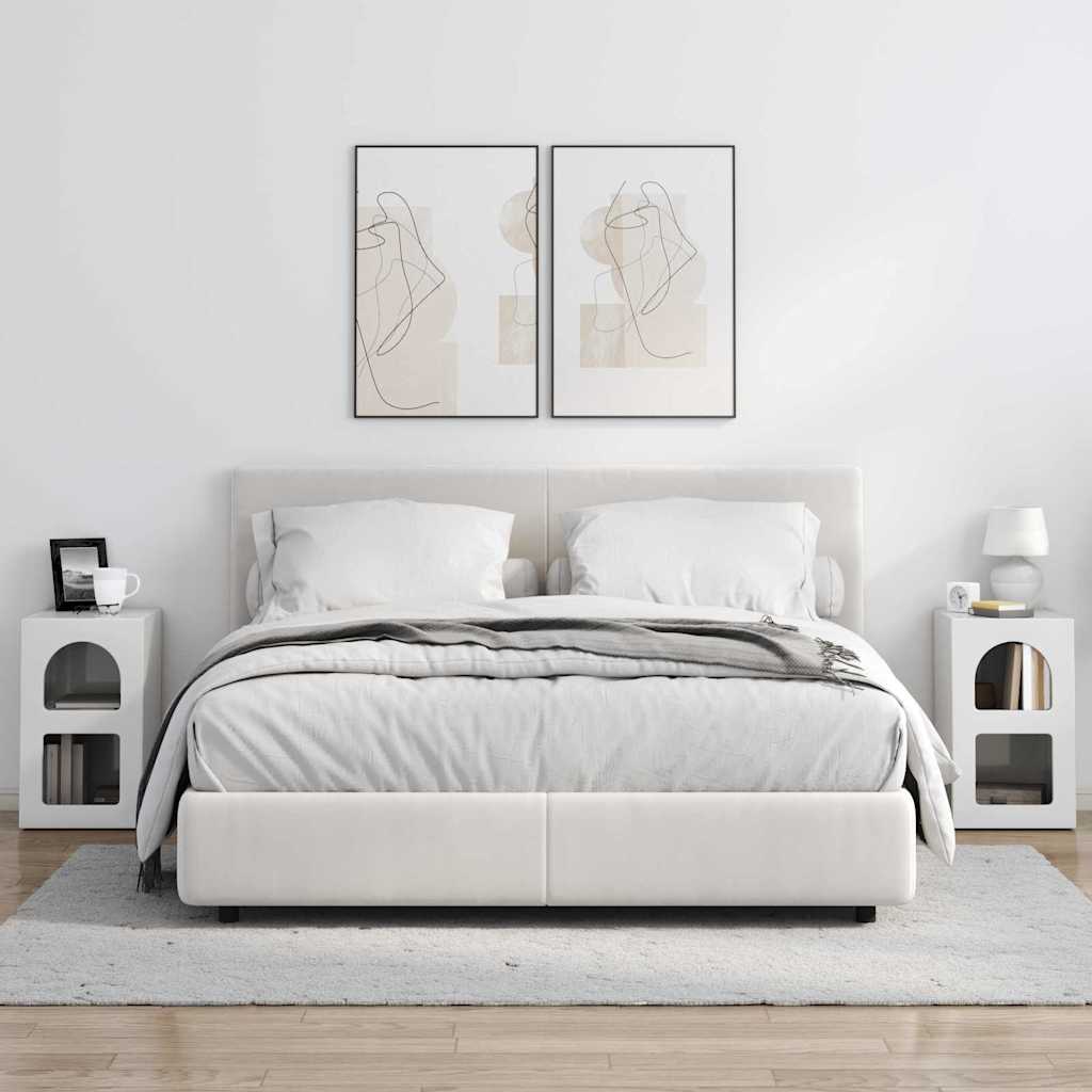 Κομοδίνο 2 pcs Υψηλής γυαλάδας λευκό 29,5 x 33,5 x 50 εκ - Pakobazaar