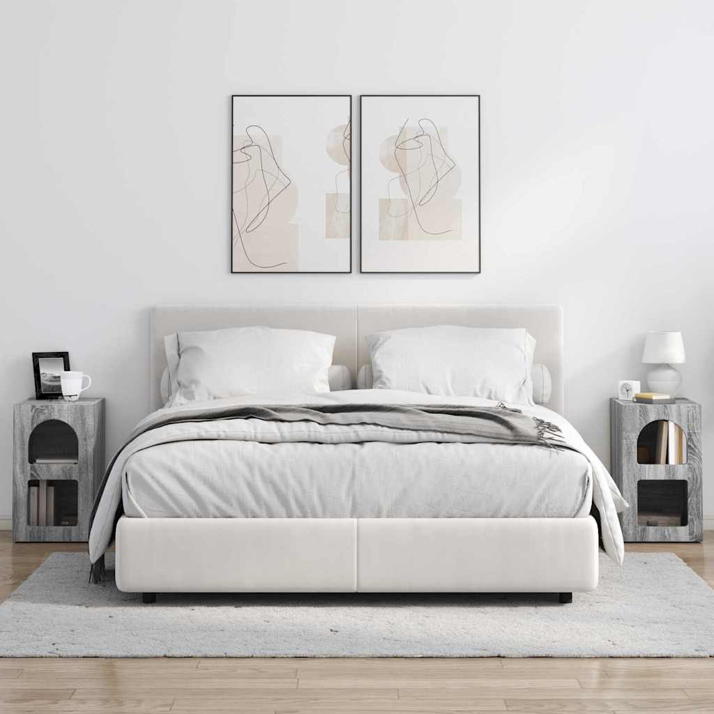 Κομοδίνο 2 pcs Γκρίζο Σονομα 29,5 x 33,5 x 50 εκ - Pakobazaar