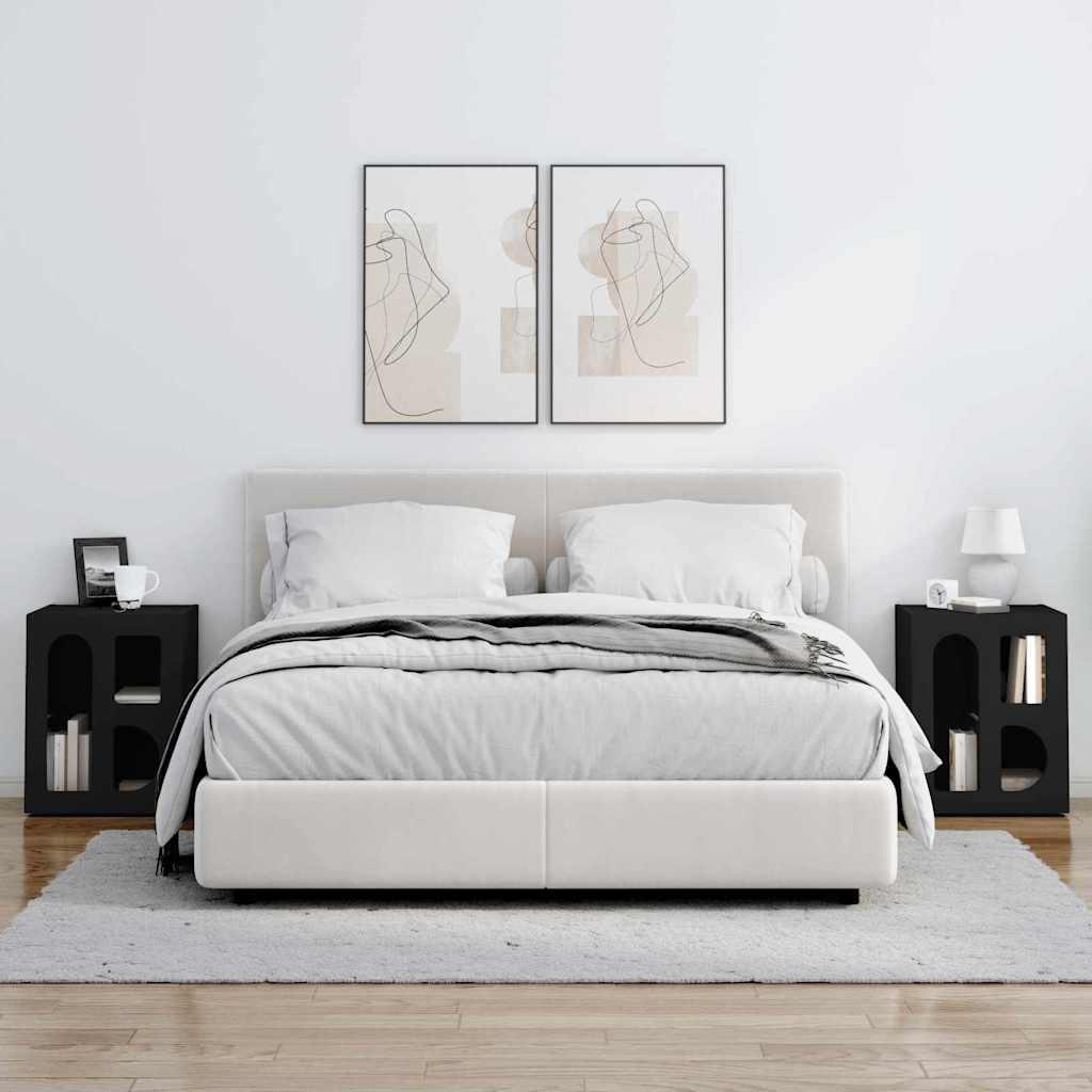 Κομοδίνο 2 pcs Μαύρο 40 x 35 x 50 εκ. Επεξεργασμένο ξύλο