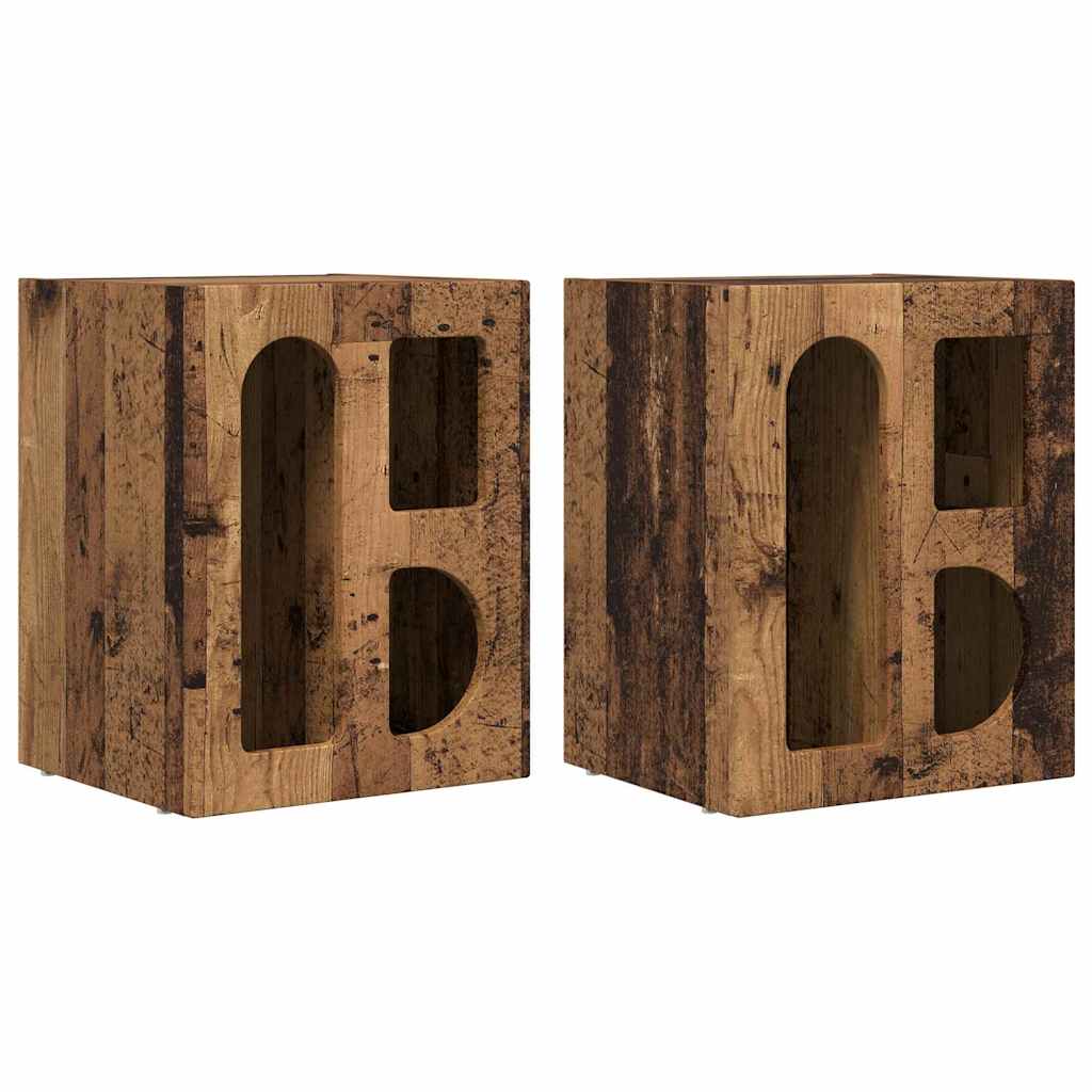 Κομοδίνο 2 pcs Παλιό ξύλο 40 x 35 x 50 εκ. Επεξεργασμένο ξύλο