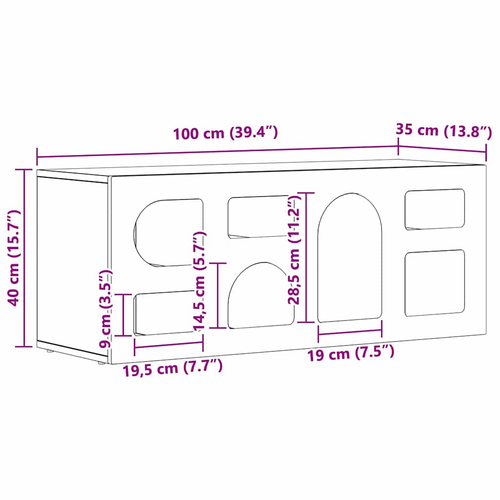 Ντουλάπι TV Παλιό ξύλο 100 x 35 x 40 εκ Επεξεργασμένο ξύλο - Pakobazaar