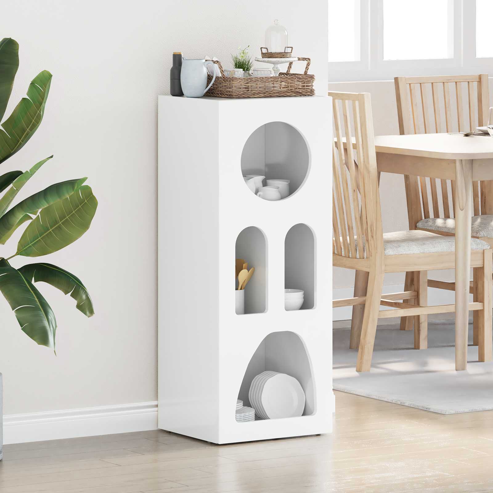 Πλαϊνό γραφείο Υψηλής γυαλάδας λευκό 40 x 35 x 100.5 εκ