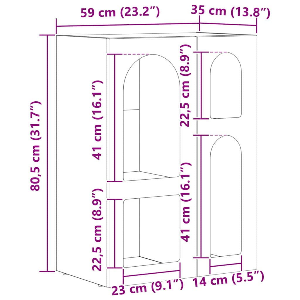Πλαϊνό γραφείο ELST Υψηλής γυαλάδας λευκό 59 x 35 x 80.5 εκ.