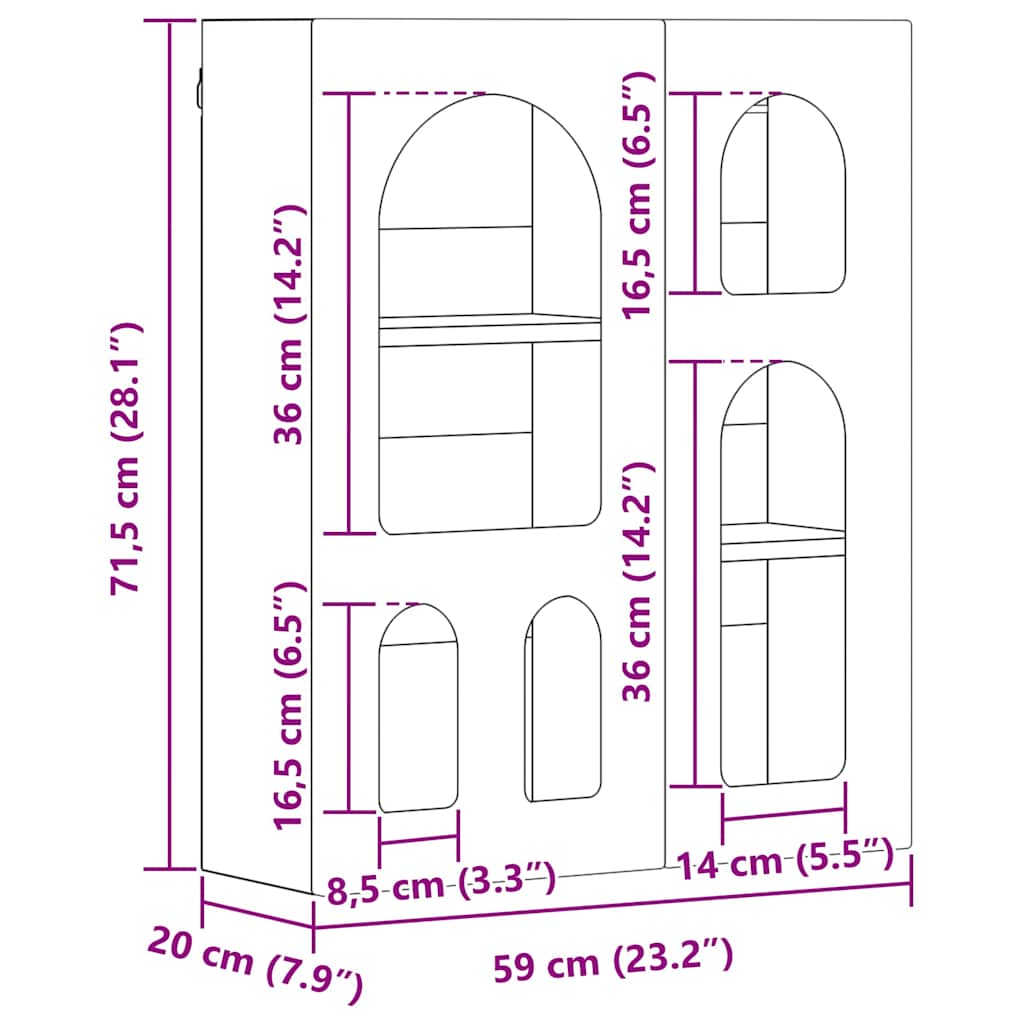 Κρεμαστό ντουλάπι με ράφι Artisan Oak 59 x 20 x 71.5 εκ