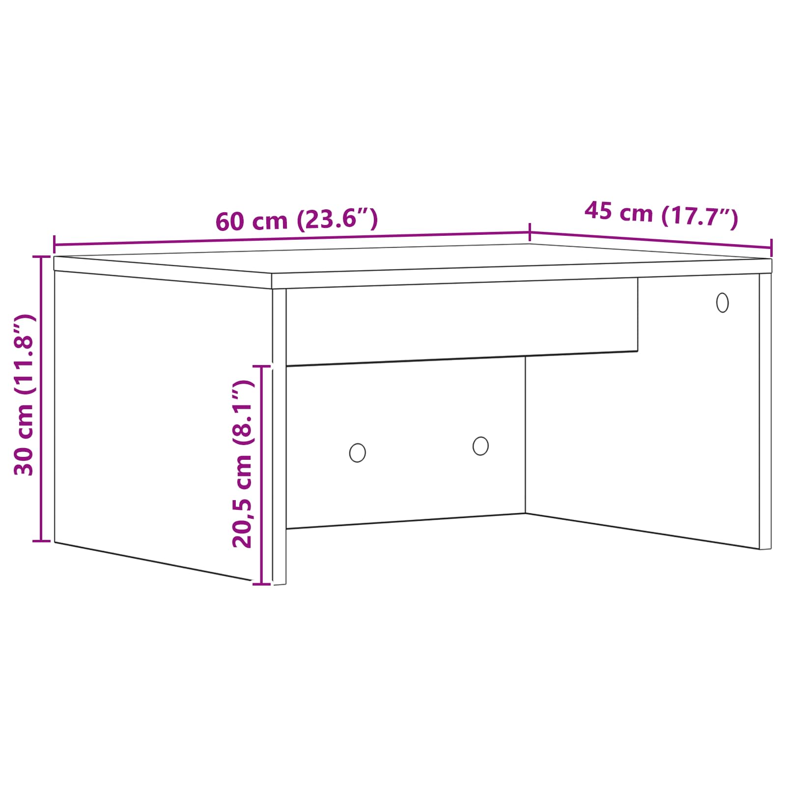 Επιτοίχιο γραφείο Παλιό Ξύλο 60 x 45 x 30 cm Επεξεργασμένο ξύλο