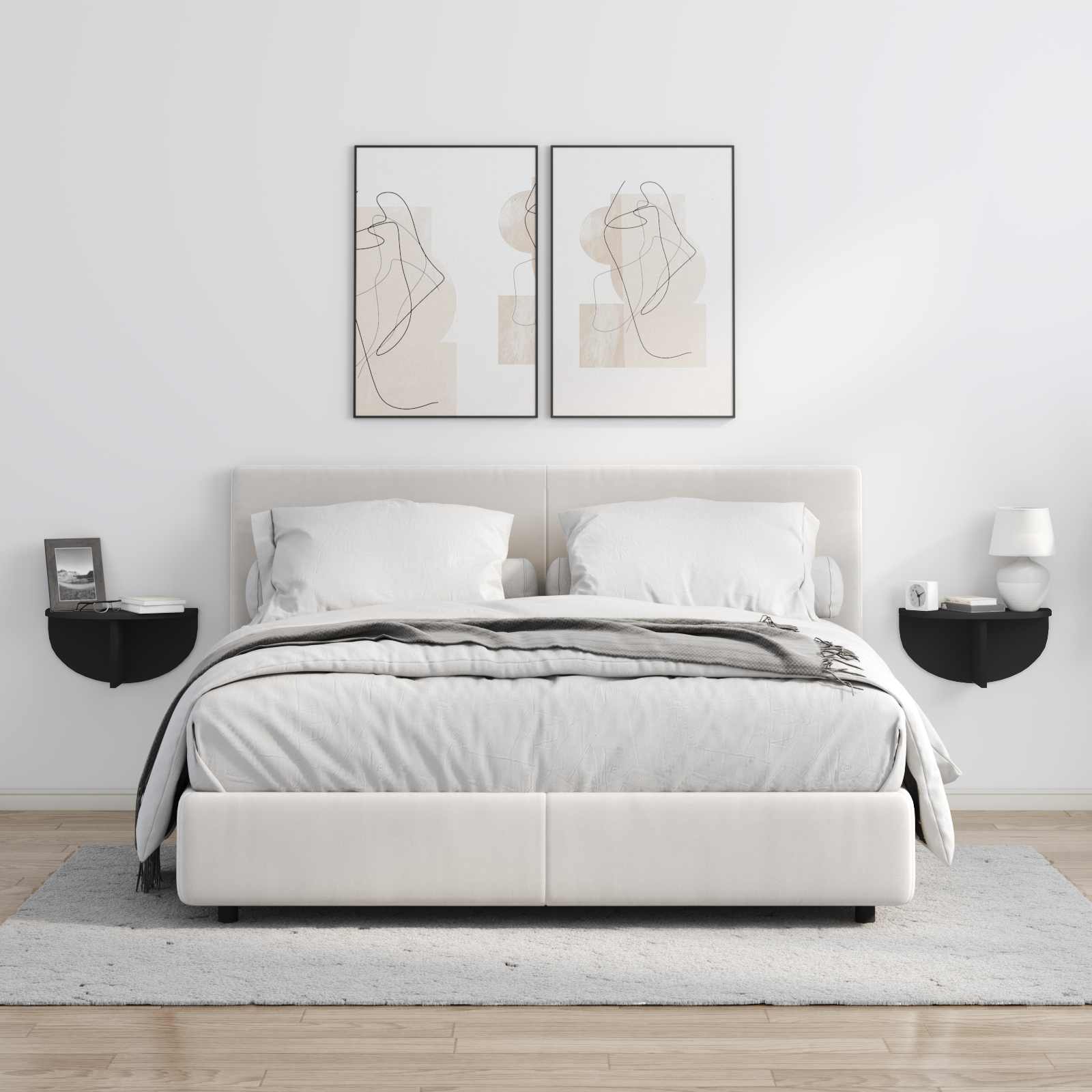 Ράφι Τοίχου 2 pcs Μαύρο 38 x 19 x 19 εκ Επεξεργασμένο ξύλο - Pakobazaar