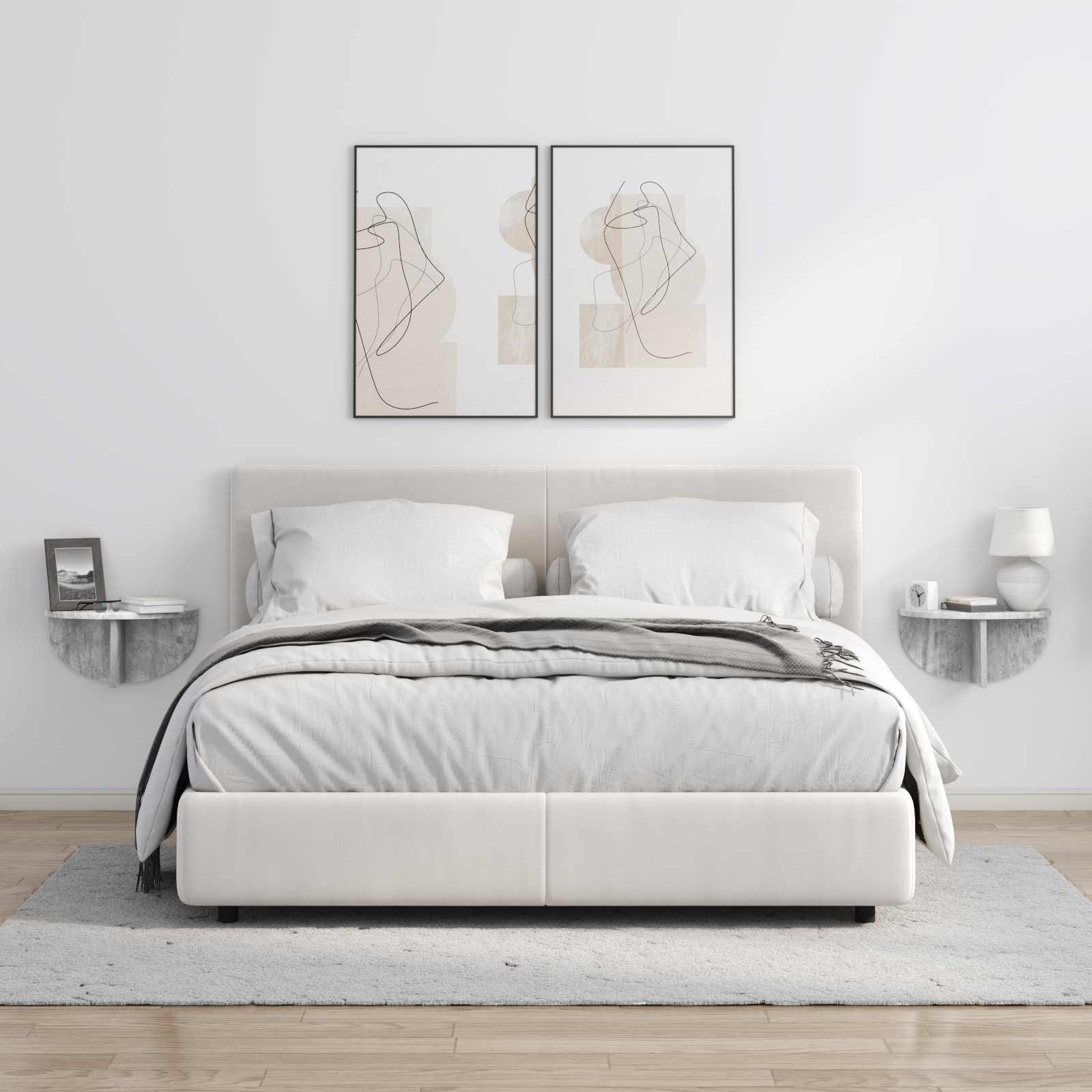 Ράφι Τοίχου Επιτοίχιο 2 pcs Σκυρόδεμα Γκρι 38 x 19 x 19 εκ