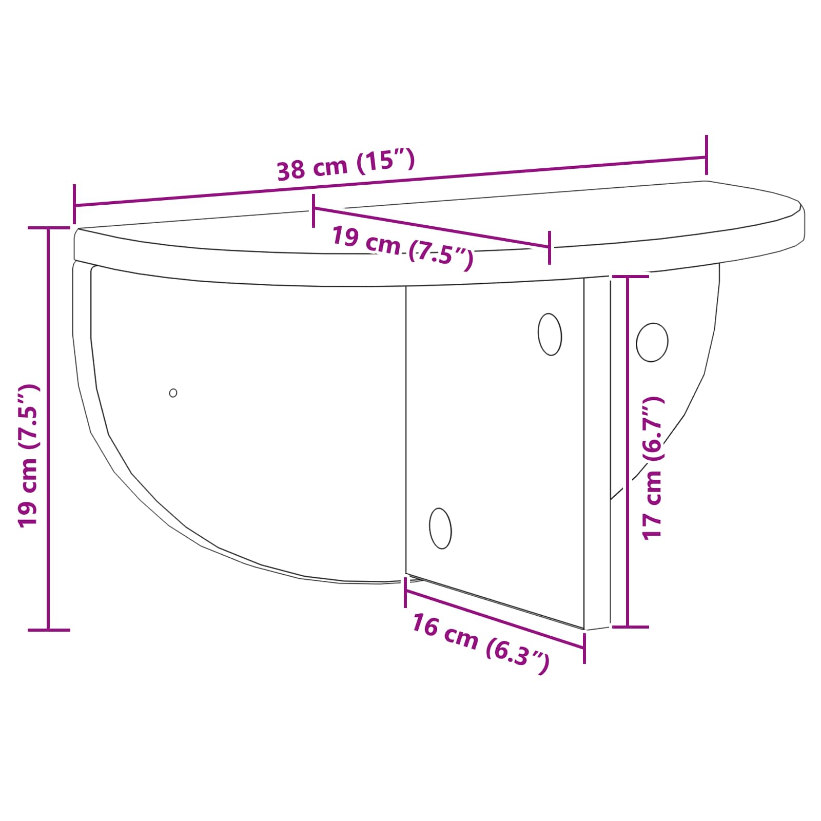 Ράφι Τοίχου 2 pcs Υψηλής γυαλάδας λευκό 38 x 19 x 19 εκ