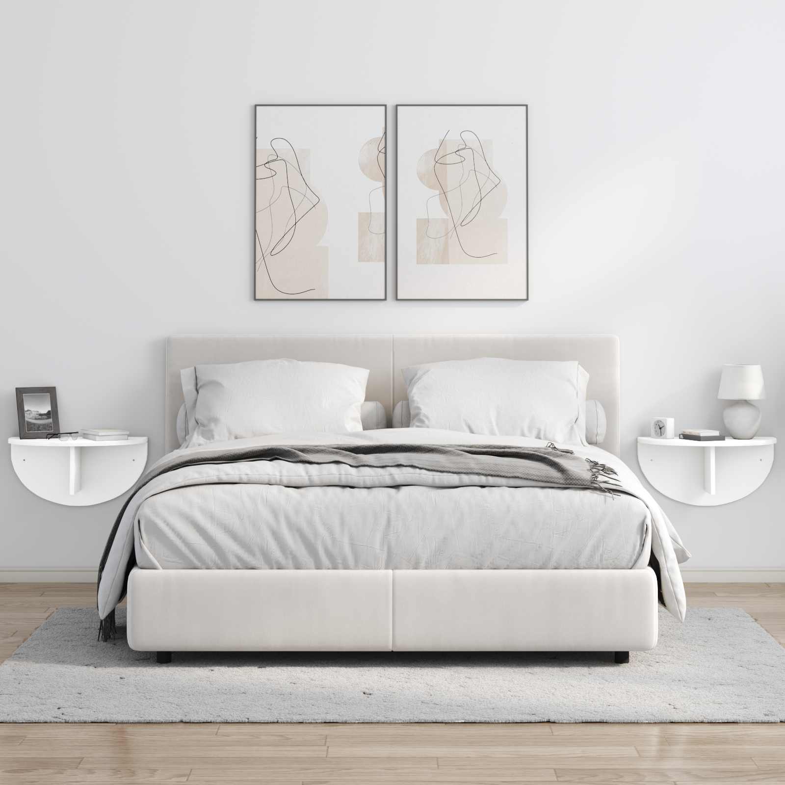 Ράφι Τοίχου 2 pcs Λευκό 48 x 24 x 24 εκ Επεξεργασμένο ξύλο - Pakobazaar