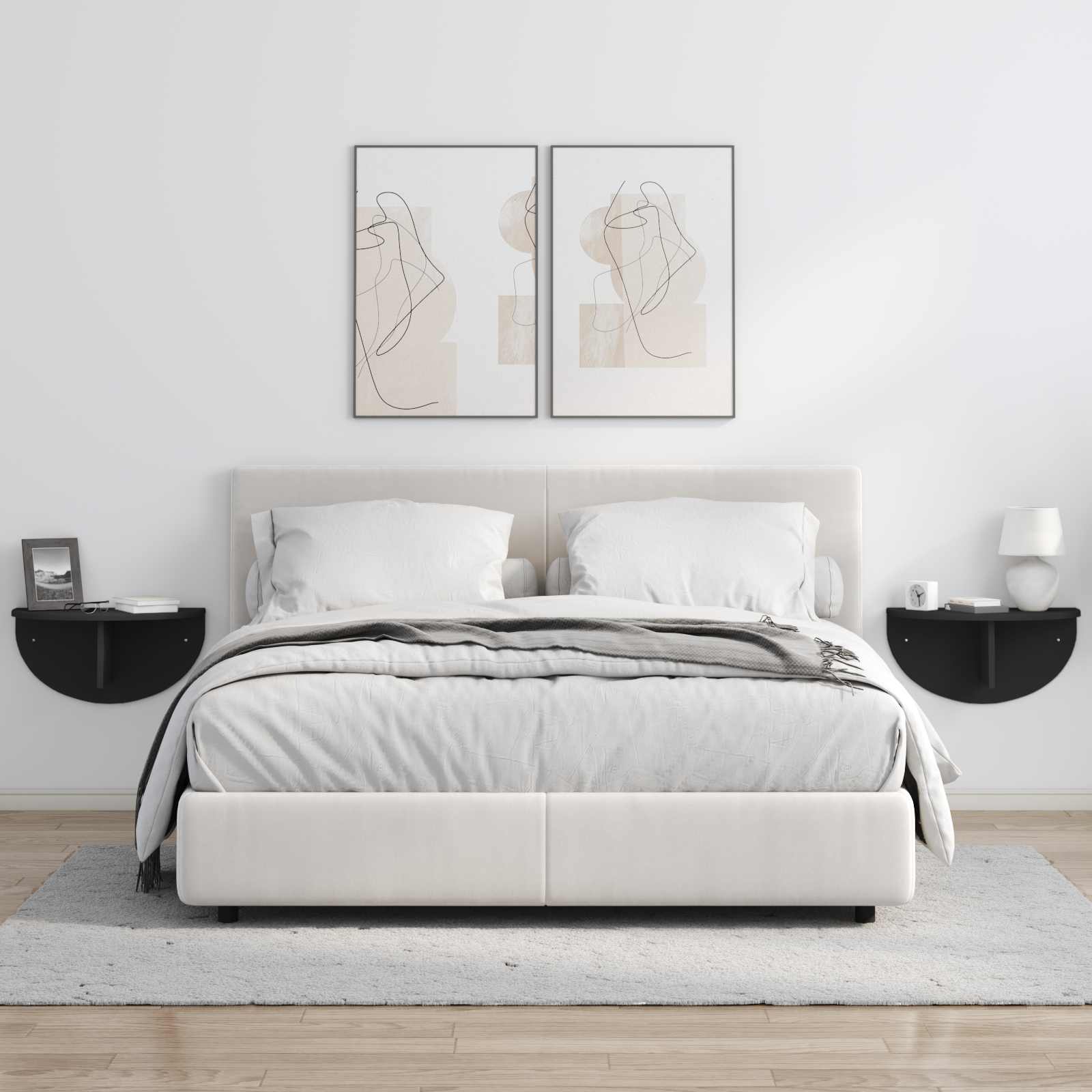 Ράφι Τοίχου 2 pcs Μαύρο 48 x 24 x 24 εκ Επεξεργασμένο ξύλο - Pakobazaar