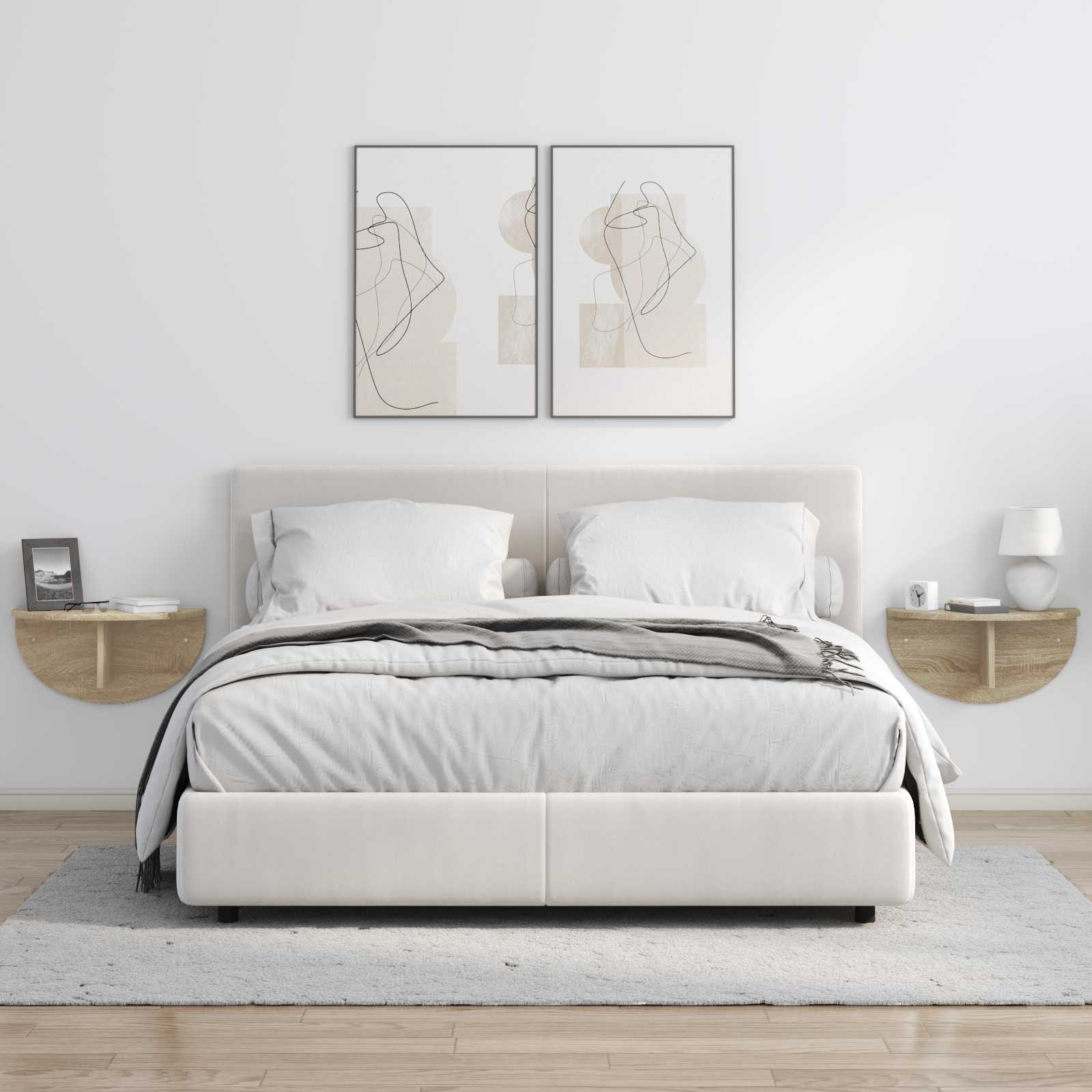 Ράφι Τοίχου Επιτοίχιο 2 pcs Δρύς Sonoma 48 x 24 x 24 εκ - Pakobazaar