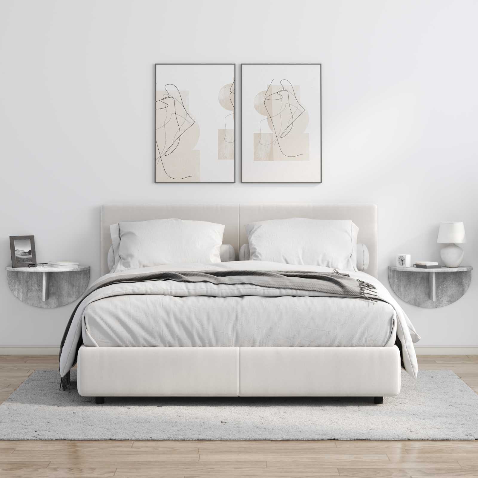 Ράφι Τοίχου Επιτοίχιο 2 pcs Σκυρόδεμα Γκρι 48 x 24 x 24 εκ - Pakobazaar