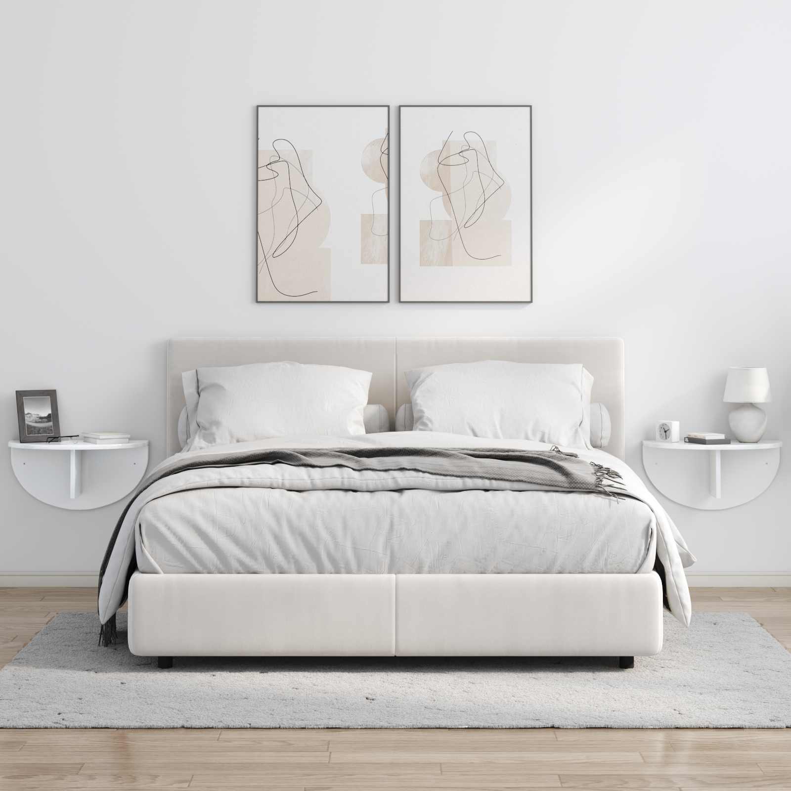 Ράφι Τοίχου 2 pcs Υψηλής γυαλάδας λευκό 48 x 24 x 24 εκ - Pakobazaar