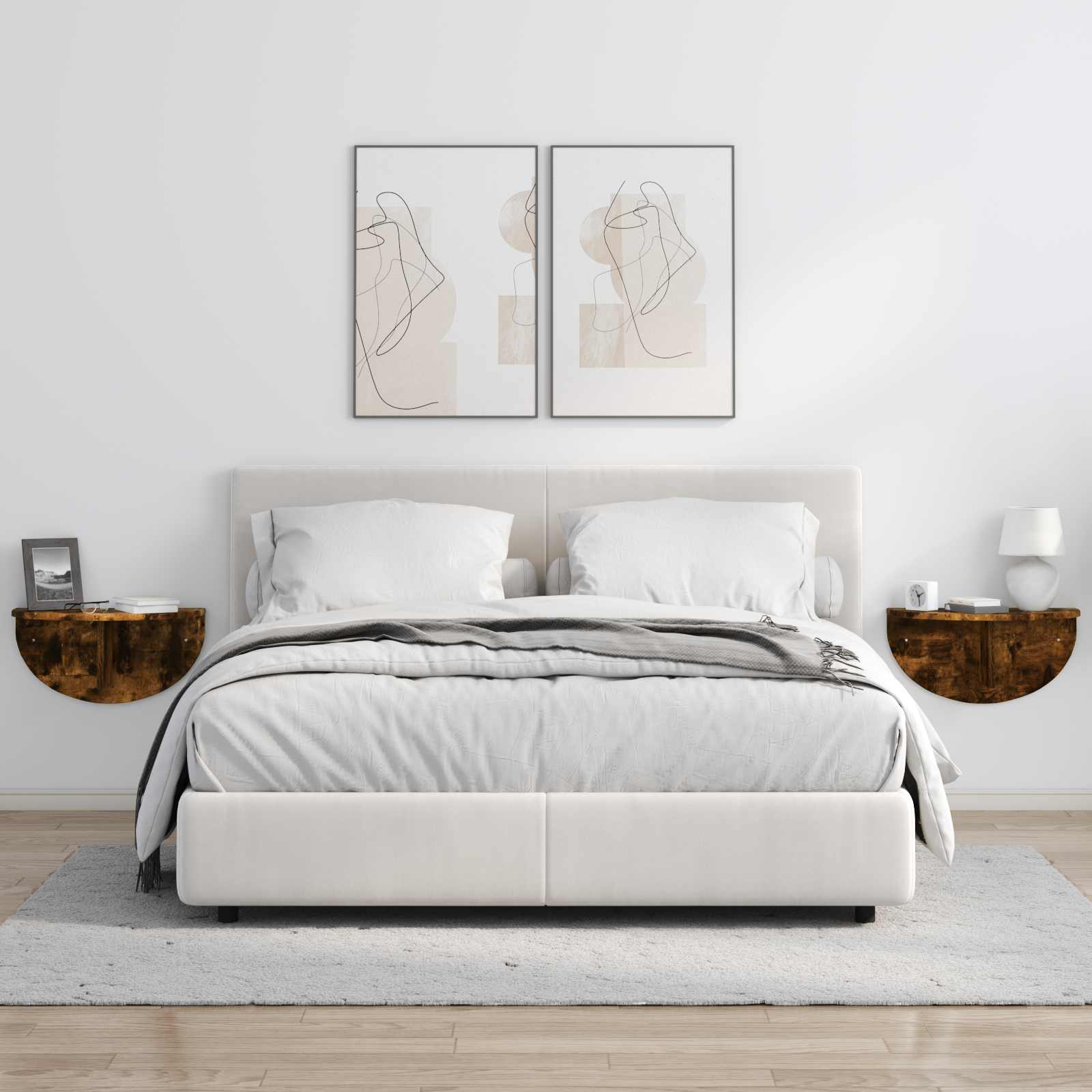 Ράφι Τοίχου Επιτοίχιο 2 pcs Καπνιστό Δρύς 48 x 24 x 24 εκ - Pakobazaar