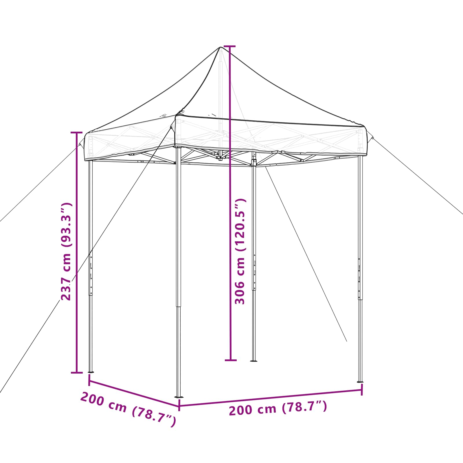 Σκηνή Πάρτυ Taupe 200 x 200 x 306 εκ. Ύφασμα Όξφορντ - Pakobazaar