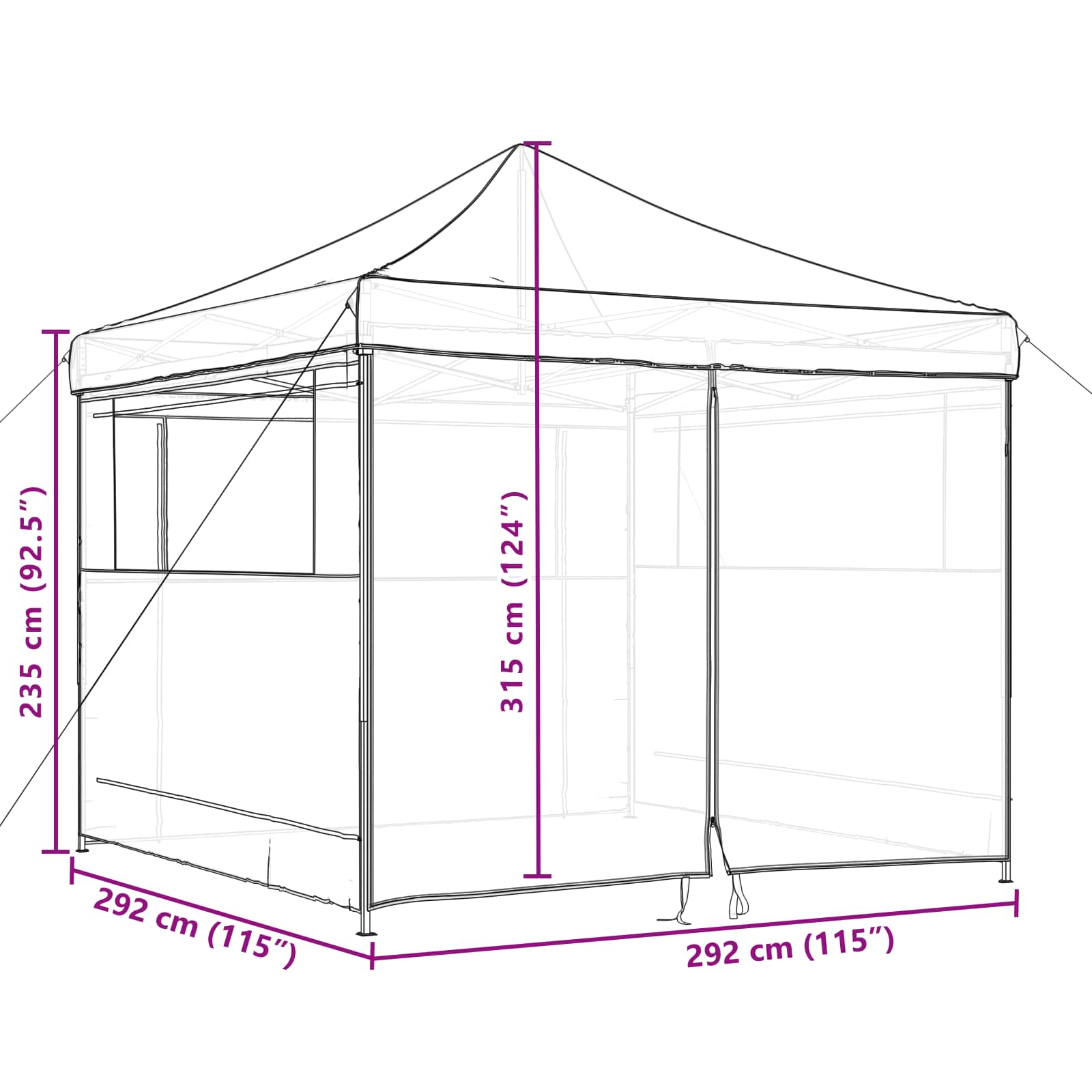 Σκηνή Πάρτυ Taupe 292 x 292 x 315 εκ Ύφασμα Όξφορντ - Pakobazaar
