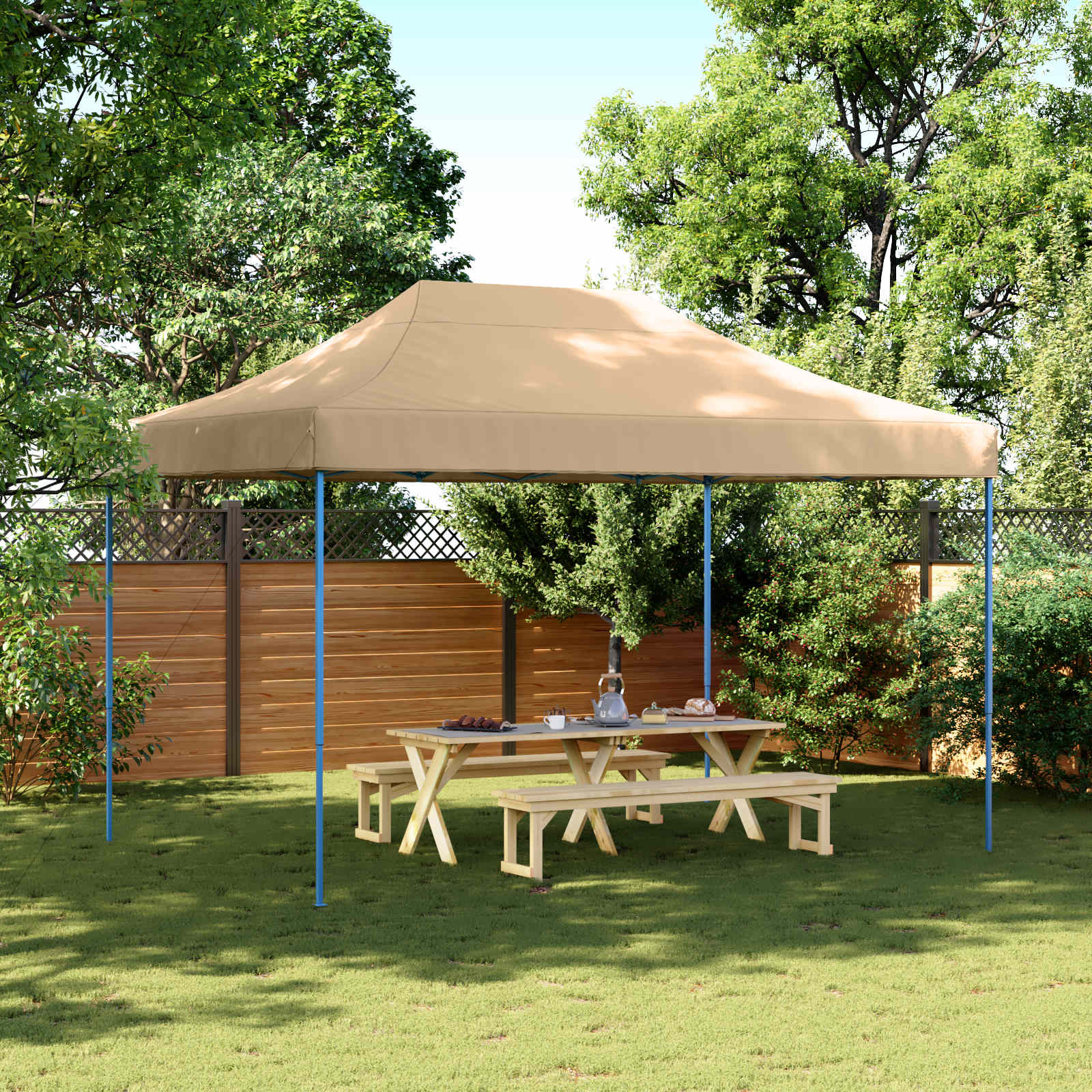 Σκηνή Πάρτυ Μπεζ 279 x 410 x 315 εκ. Ύφασμα Όξφορντ - Pakobazaar