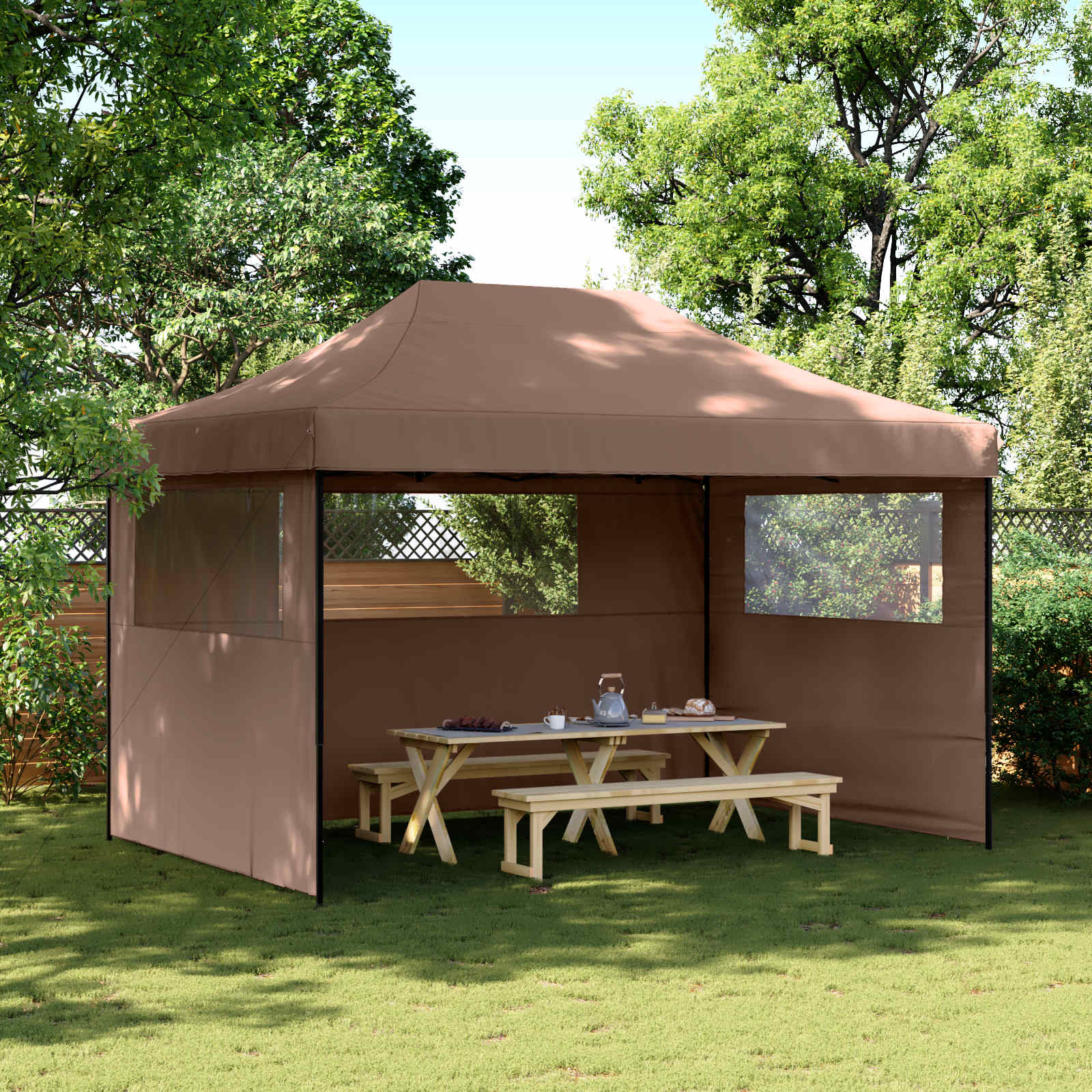 Σκηνή Πάρτυ Καφέ 279 x 410 x 315 εκ. Ύφασμα Όξφορντ - Pakobazaar