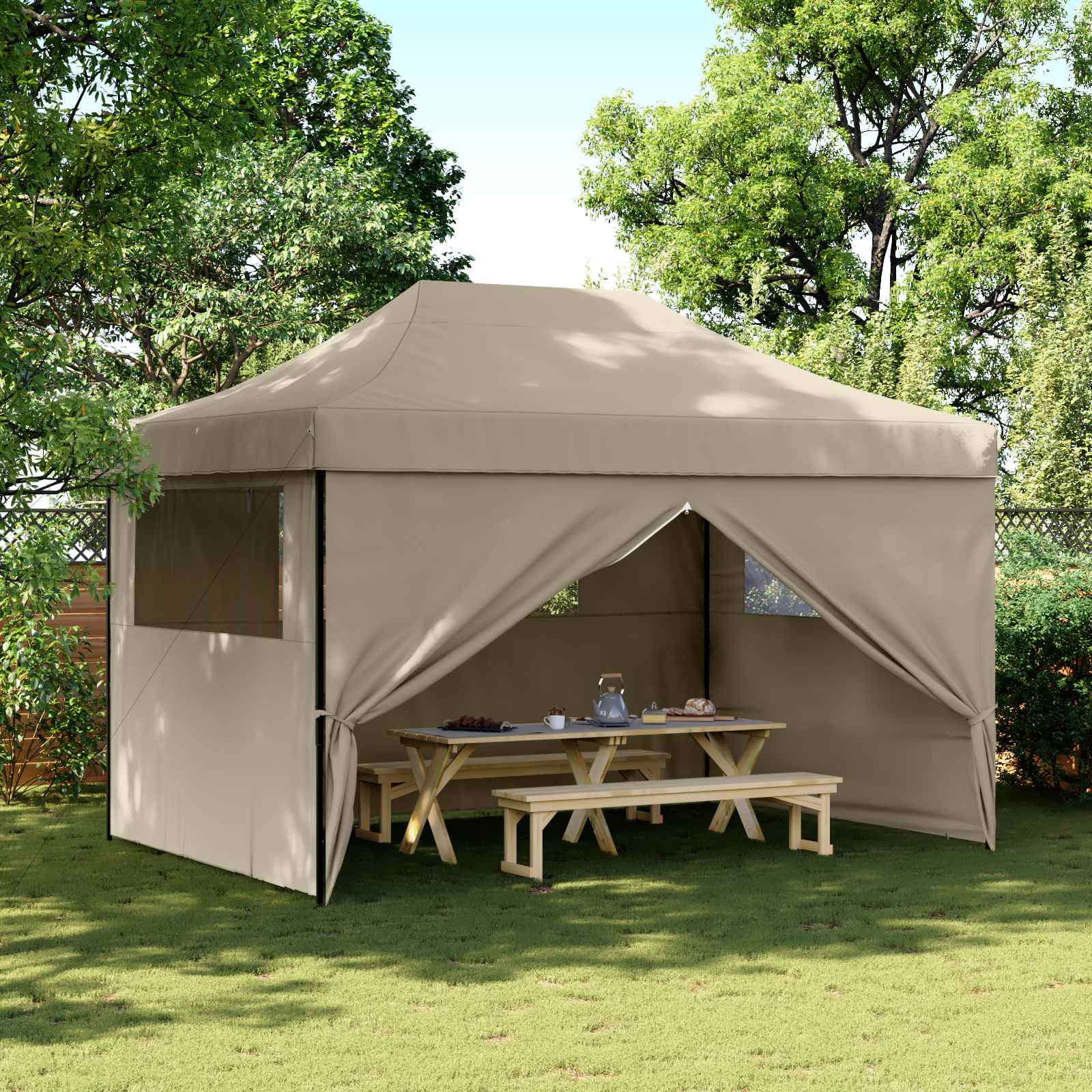 Σκηνή Πάρτυ Taupe 279 x 410 x 315 εκ. Ύφασμα Όξφορντ - Pakobazaar