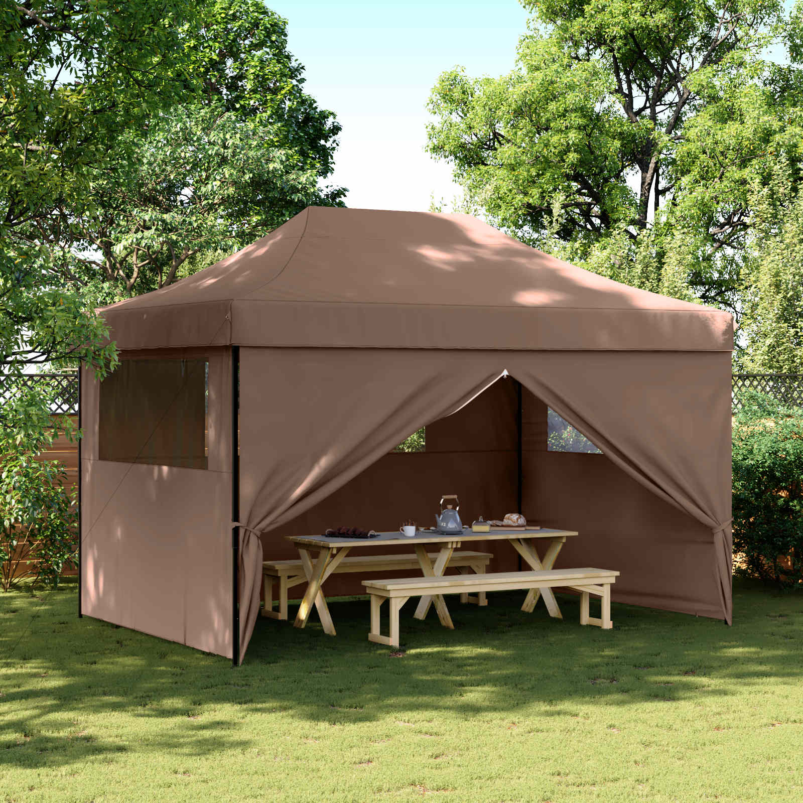 Σκηνή Πάρτυ Καφέ 279 x 410 x 315 εκ. Ύφασμα Όξφορντ - Pakobazaar