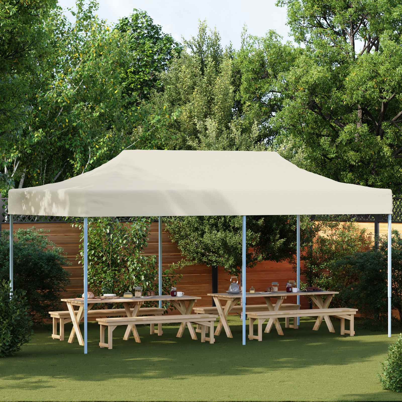 Σκηνή Πάρτυ Κρεμ 291 x 580 x 315 εκ Ύφασμα Όξφορντ - Pakobazaar