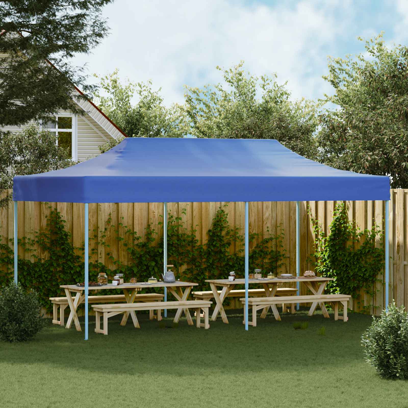 Σκηνή Πάρτυ Μπλε 291 x 580 x 315 εκ Ύφασμα Όξφορντ - Pakobazaar
