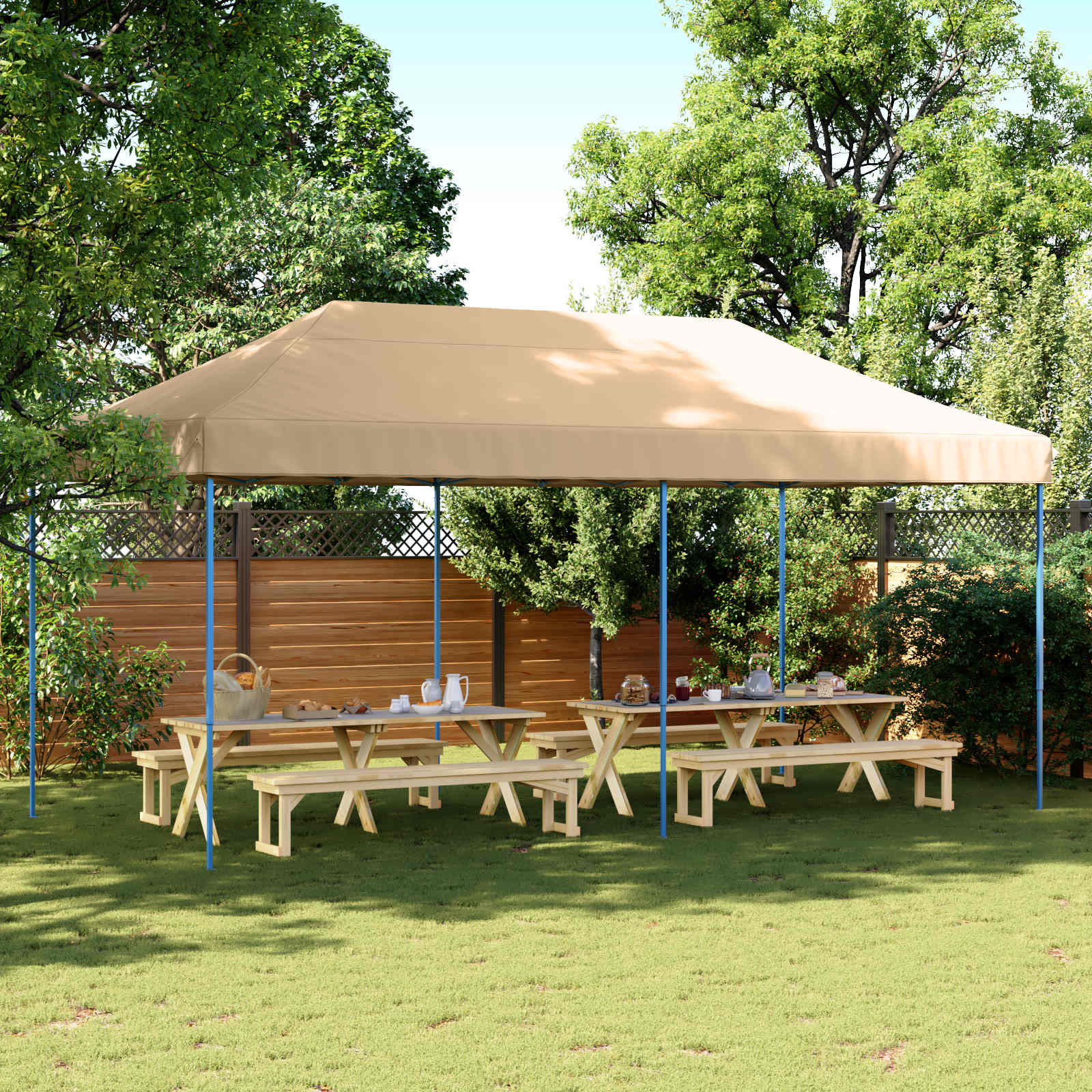 Σκηνή Πάρτυ Μπεζ 292 x 580 x 315 εκ Ύφασμα Όξφορντ - Pakobazaar