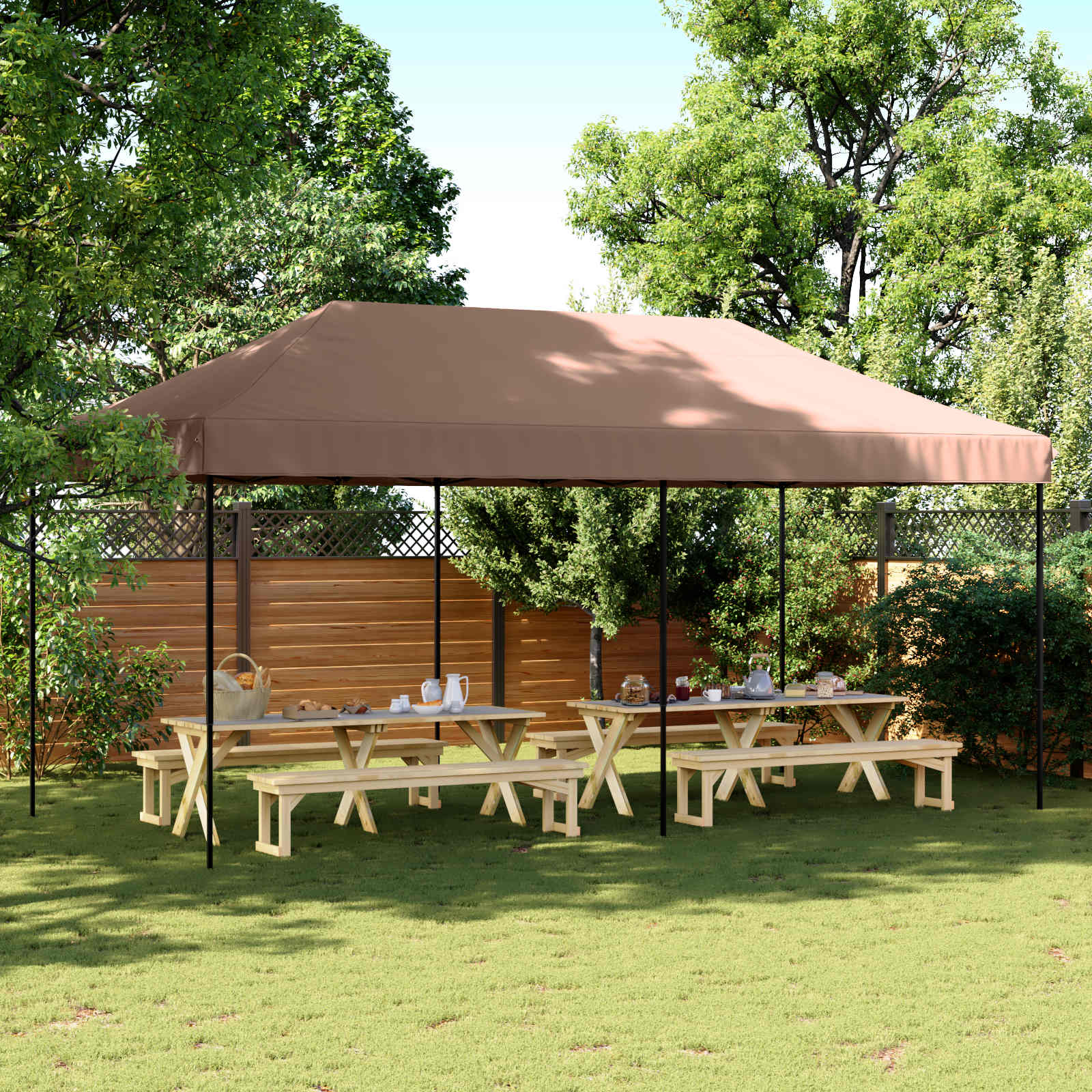Σκηνή Πάρτυ Καφέ 292 x 580 x 315 εκ Ύφασμα Όξφορντ - Pakobazaar