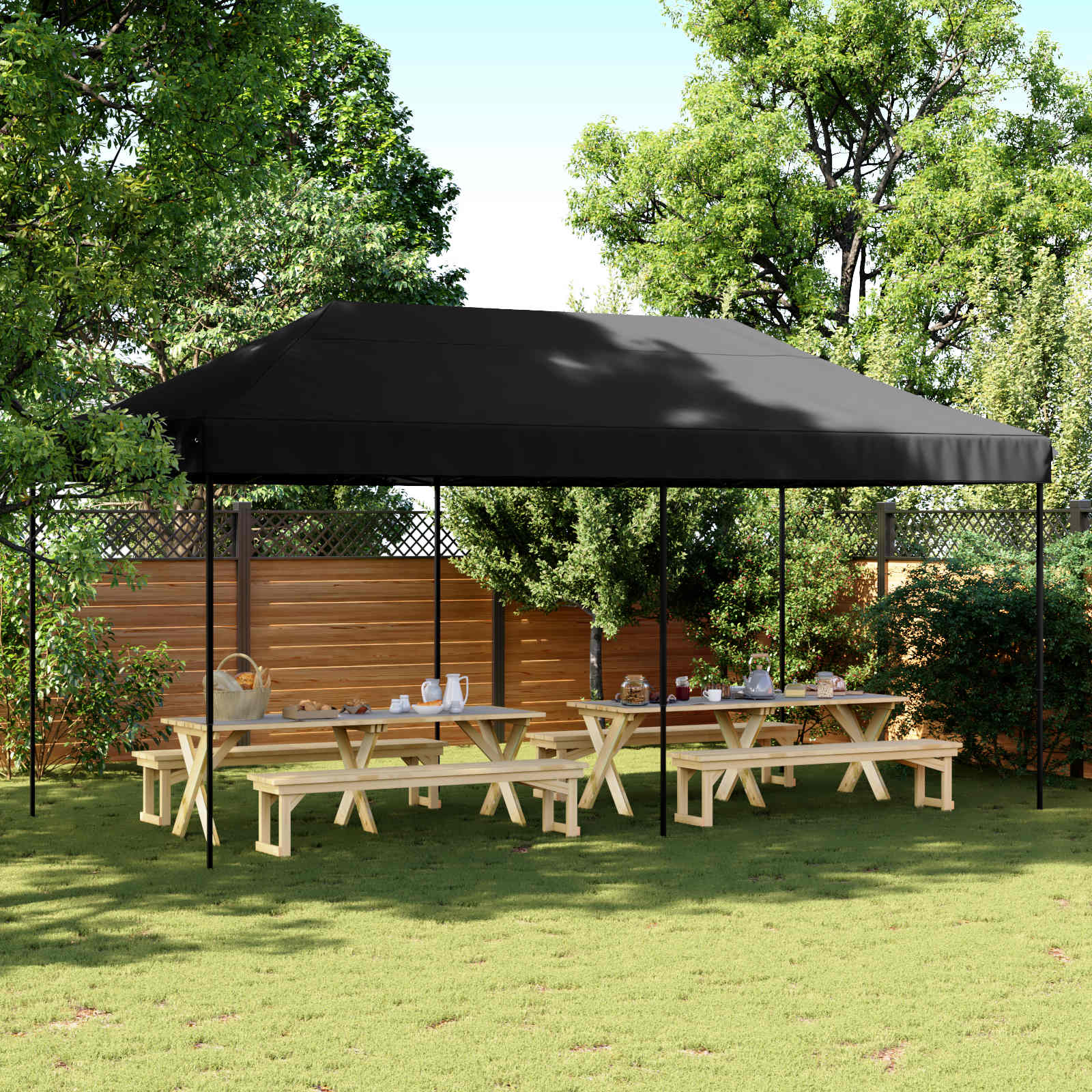 Σκηνή Πάρτυ Μαύρο 292 x 580 x 315 εκ Ύφασμα Όξφορντ - Pakobazaar