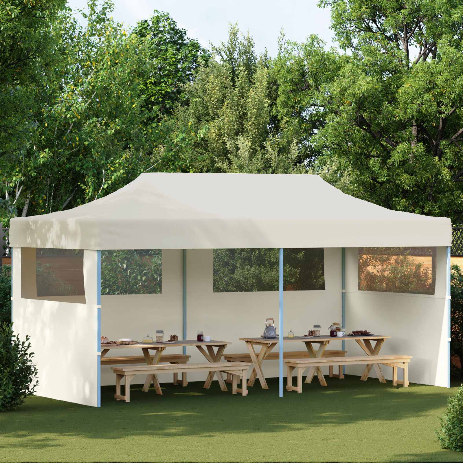 Σκηνή Πάρτυ Κρεμ 291 x 580 x 315 εκ Ύφασμα Όξφορντ - Pakobazaar