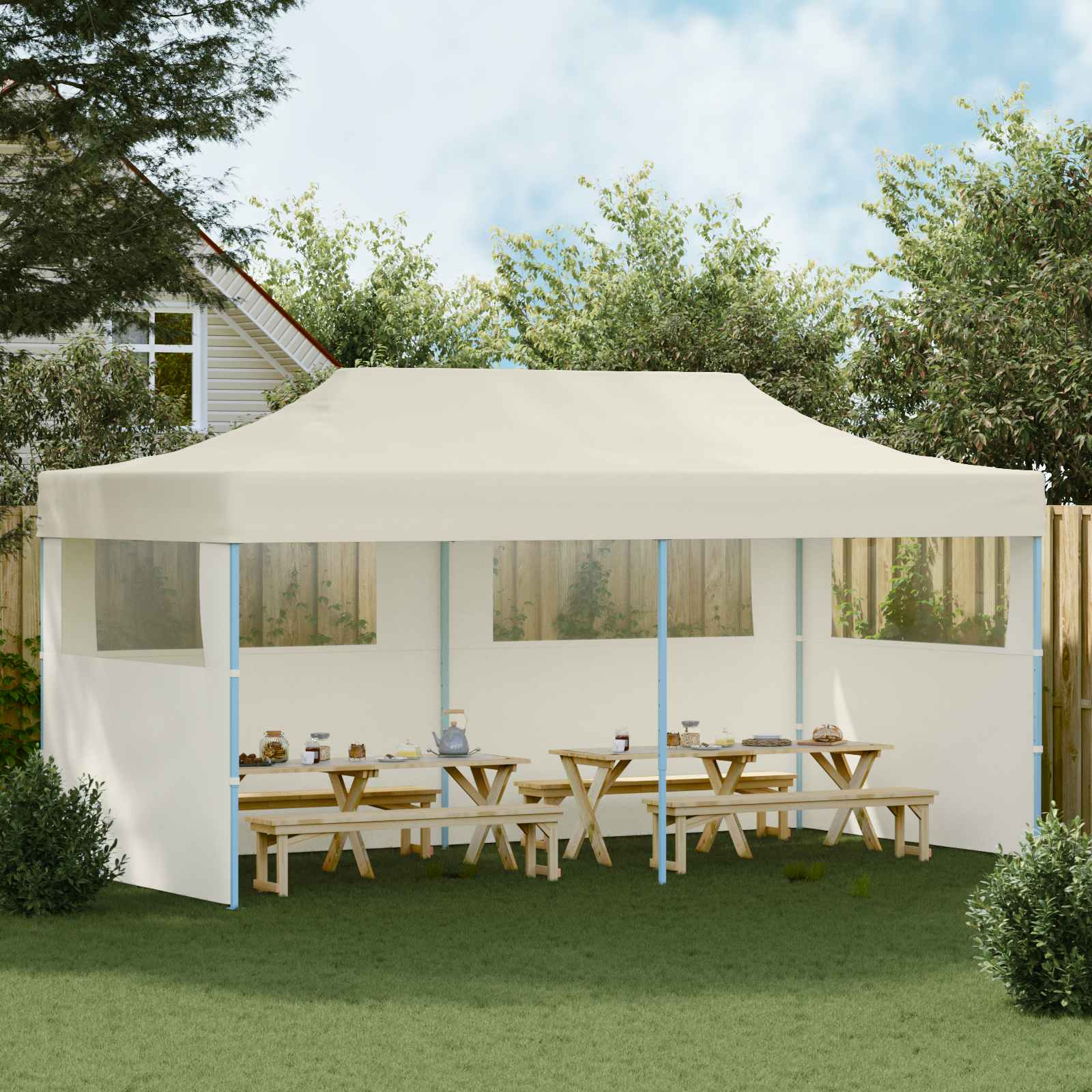 Σκηνή Πάρτυ Κρεμ 291 x 580 x 315 εκ Ύφασμα Όξφορντ - Pakobazaar