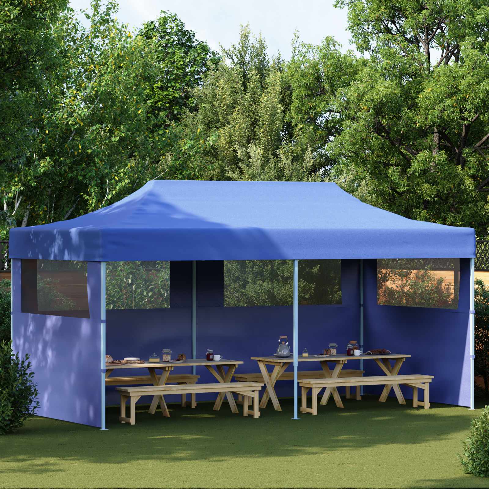 Σκηνή Πάρτυ Μπλε 291 x 580 x 315 εκ Ύφασμα Όξφορντ - Pakobazaar