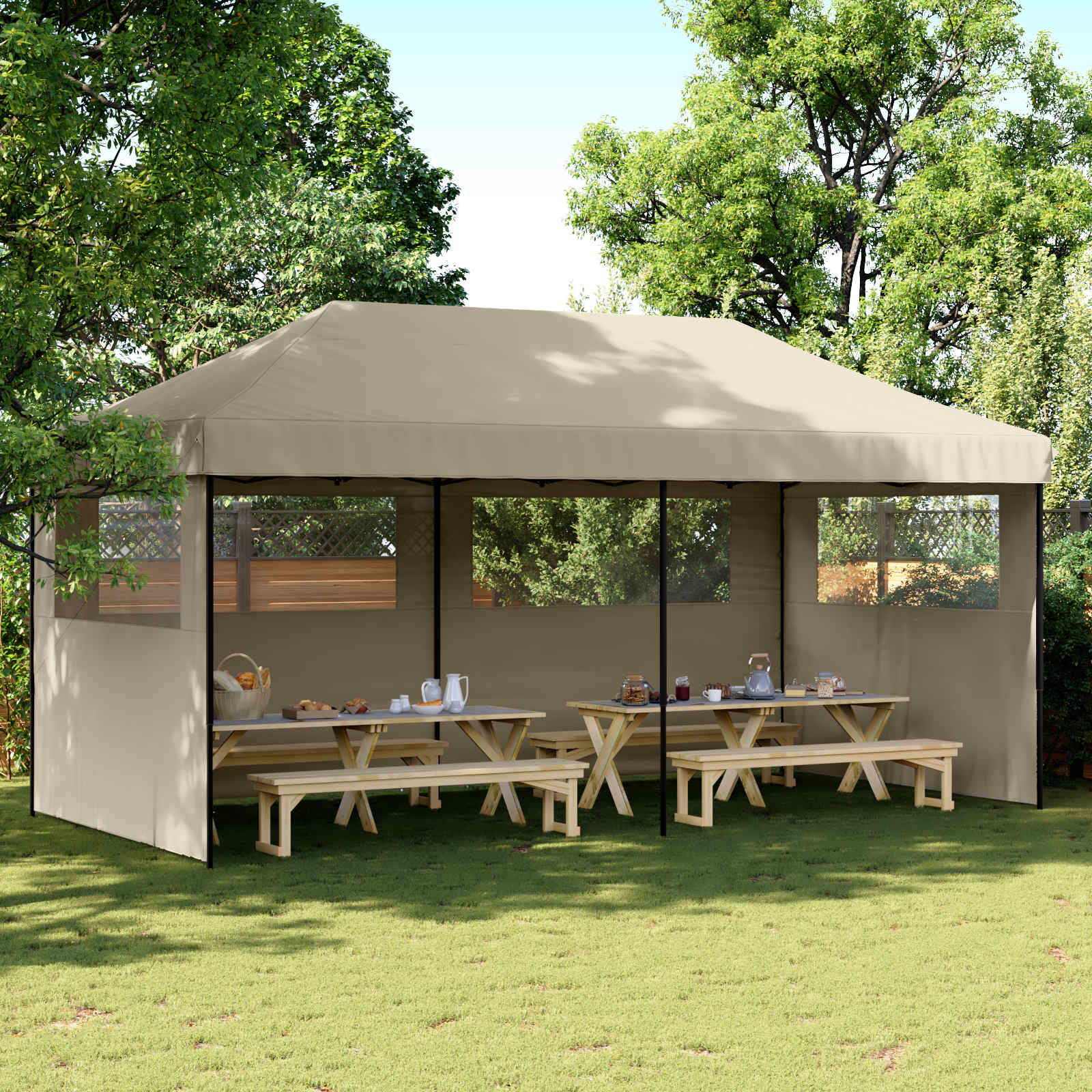 Σκηνή Πάρτυ Taupe 292 x 580 x 315 εκ Ύφασμα Όξφορντ - Pakobazaar