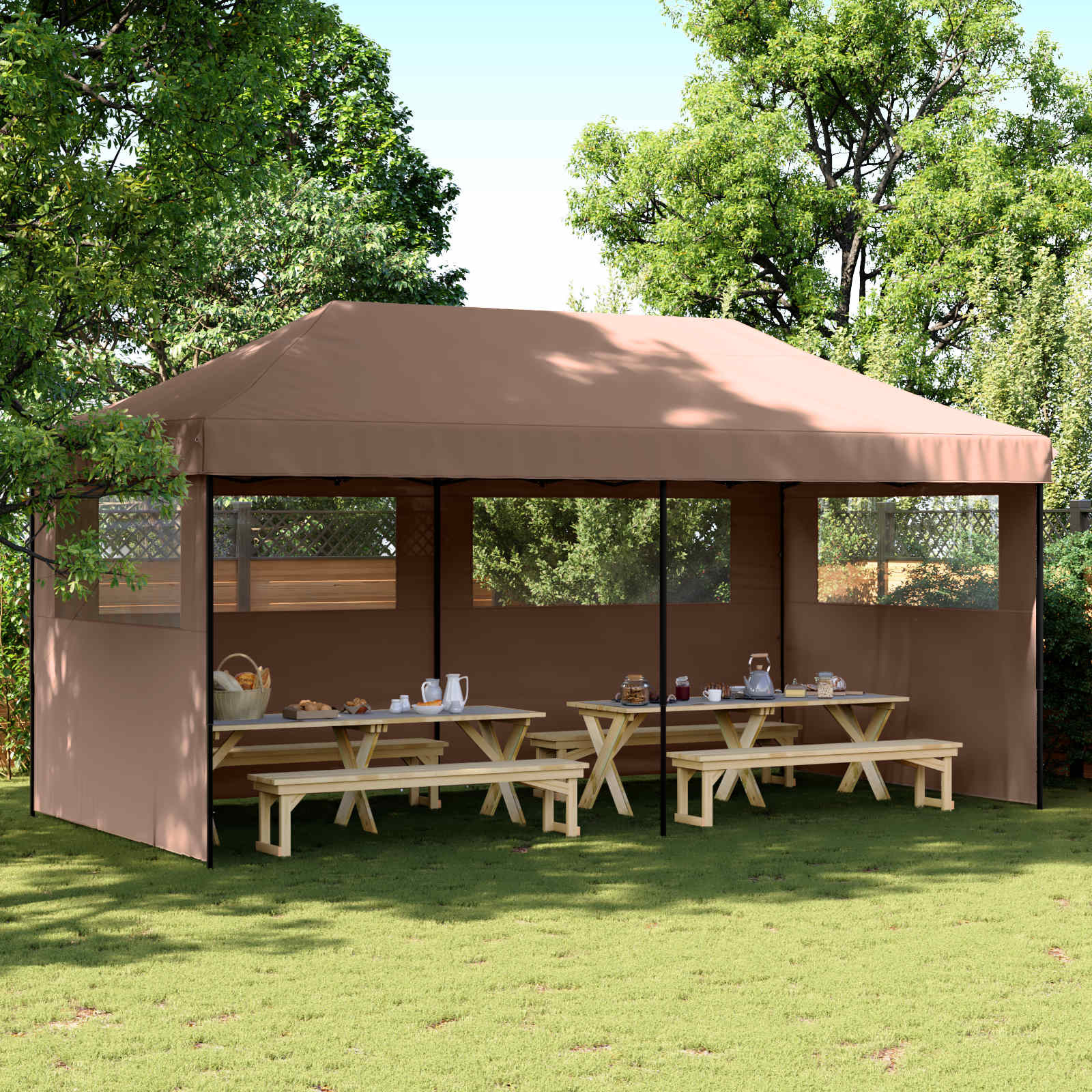 Σκηνή Πάρτυ Καφέ 292 x 580 x 315 εκ Ύφασμα Όξφορντ - Pakobazaar
