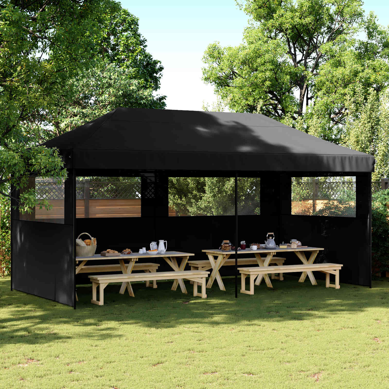 Σκηνή Πάρτυ Μαύρο 292 x 580 x 315 εκ Ύφασμα Όξφορντ - Pakobazaar