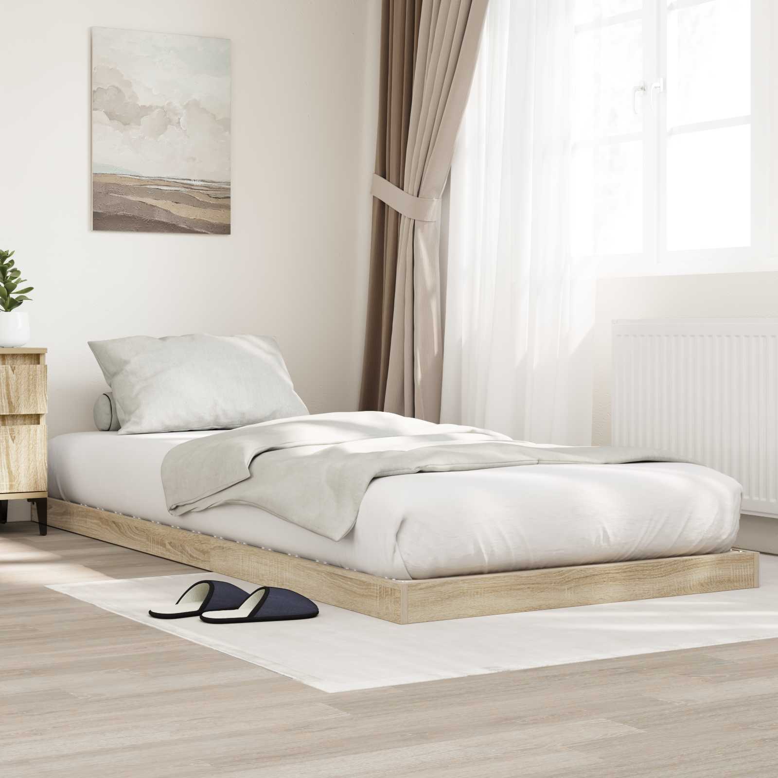Κρεβάτι δαπέδου Σονόμα 75 x 190 cm Επεξεργασμένο Ξύλο - Pakobazaar