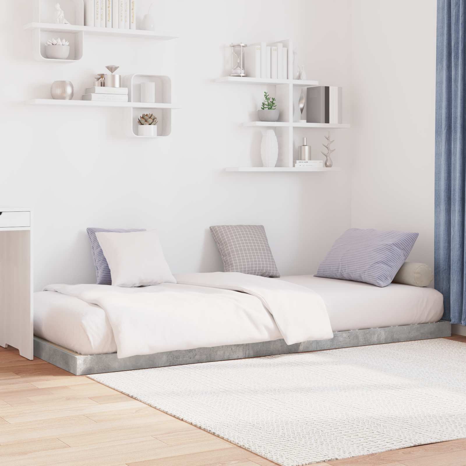 Κρεβάτι δαπέδου Σκυρόδεμα Γκρι 71,5 x 190 εκ Επεξεργασμένο ξύλο