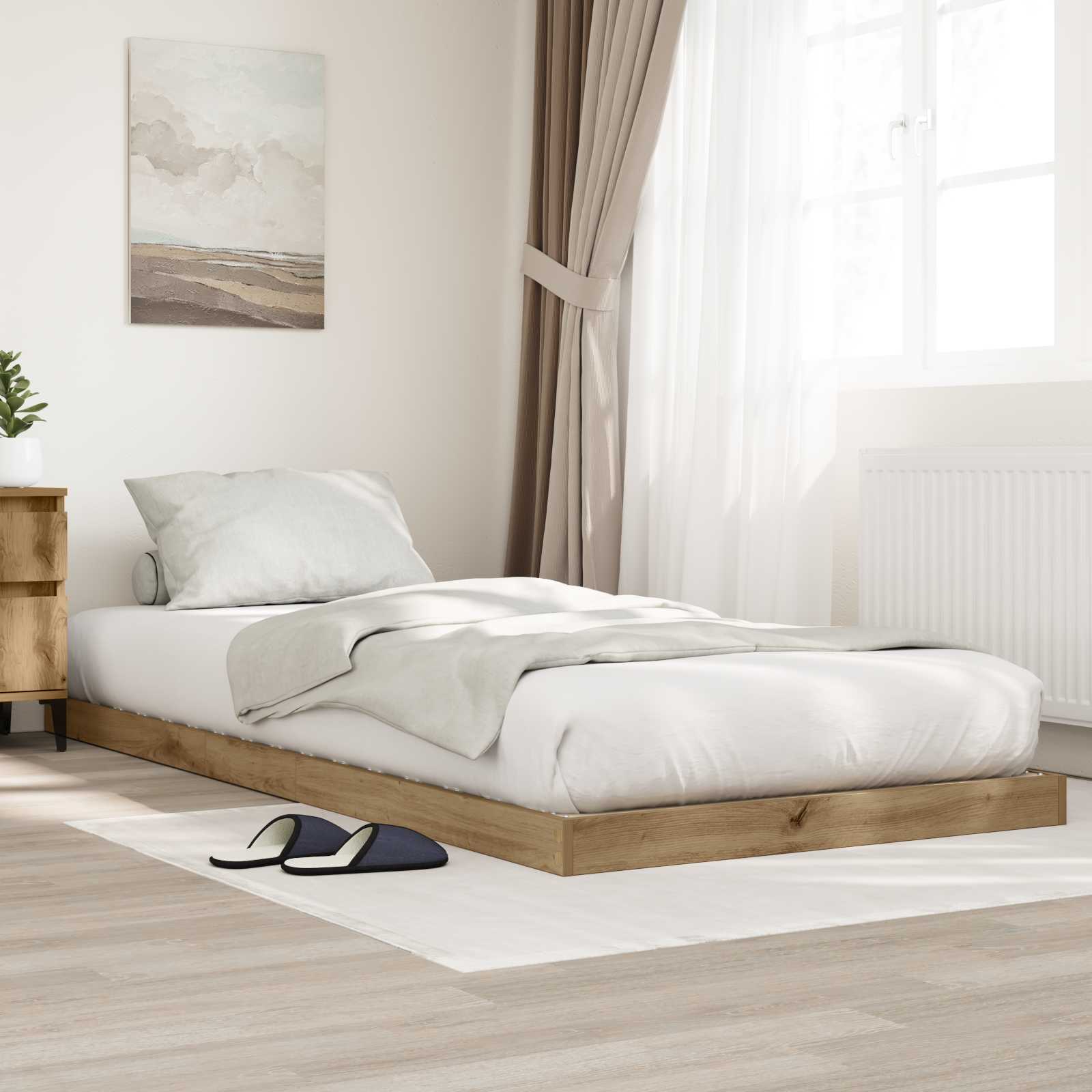 Κρεβάτι δαπέδου Artisan Oak 75 x 190 cm Επεξεργασμένο Ξύλο