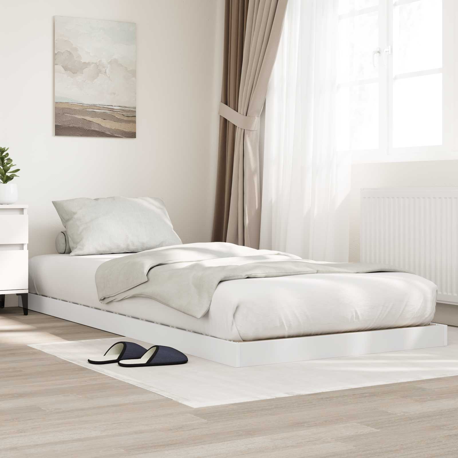 Κρεβάτι δαπέδου Λευκό 90 x 190 cm Επεξεργασμένο Ξύλο
