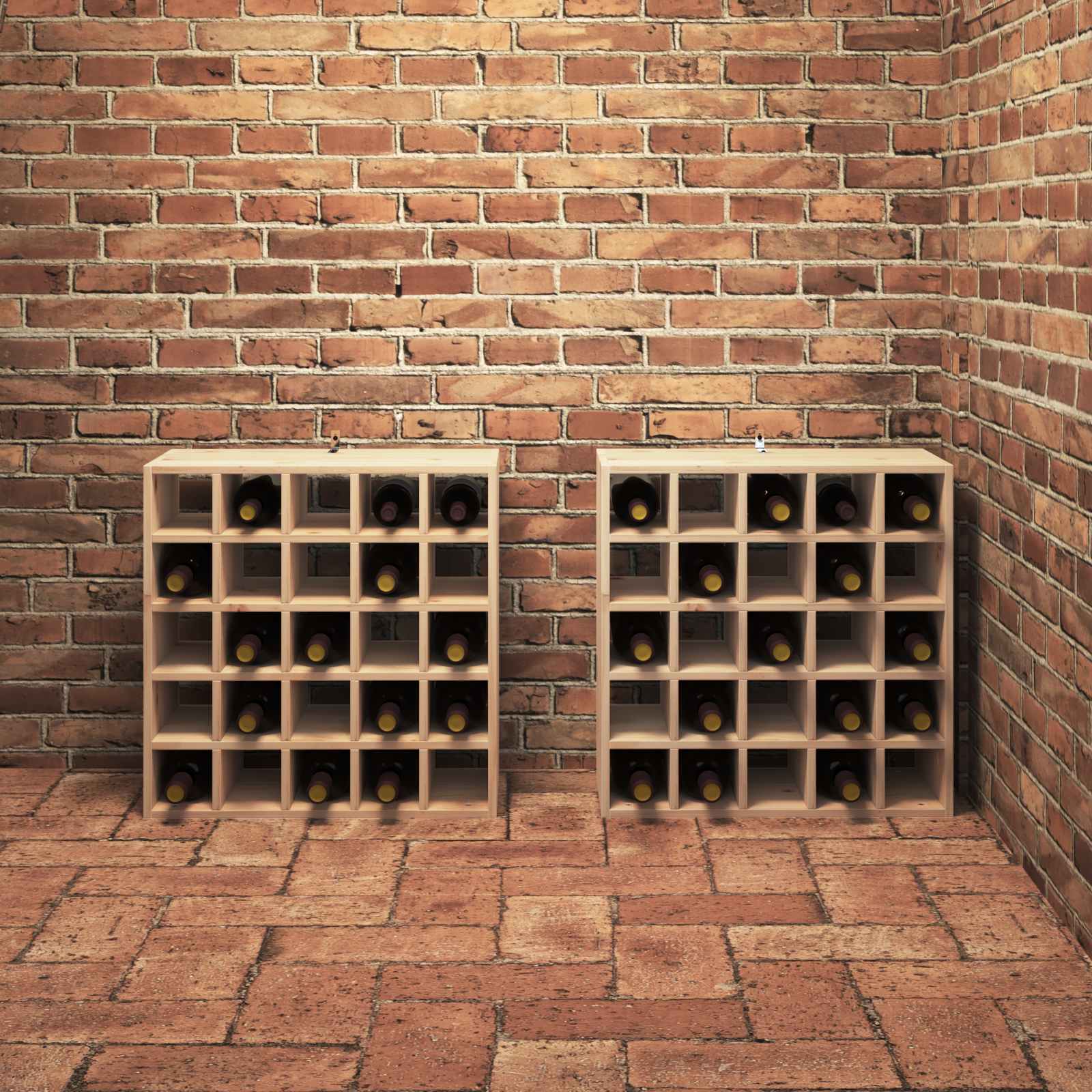 Ράφι Κρασιού 2 pcs Φυσικό 56 x 25 x 56 cm Στερεά ξυλεία πεύκου - Pakobazaar