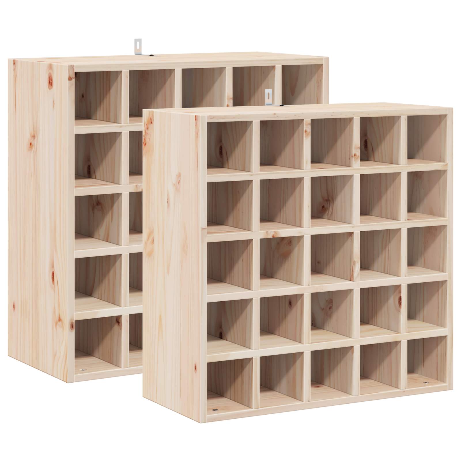 Ράφι Κρασιού 2 pcs Φυσικό 56 x 25 x 56 cm Στερεά ξυλεία πεύκου - Pakobazaar