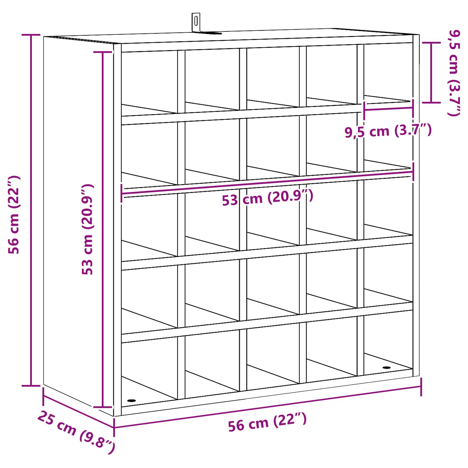 Ράφι Κρασιού 2 pcs Φυσικό 56 x 25 x 56 cm Στερεά ξυλεία πεύκου - Pakobazaar