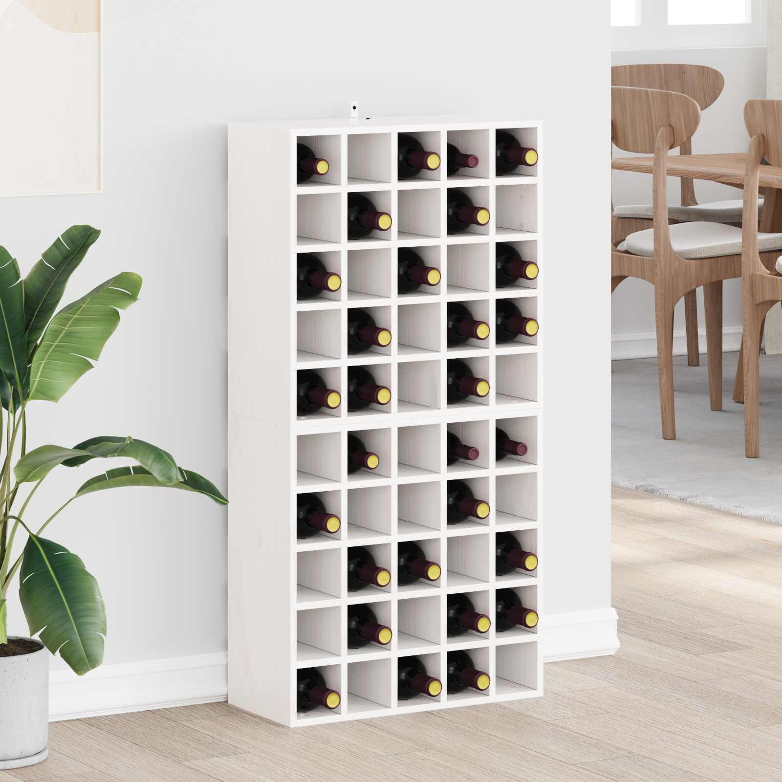 Ράφι Κρασιού 2 pcs Λευκό 56 x 25 x 56 cm Στερεά ξυλεία πεύκου