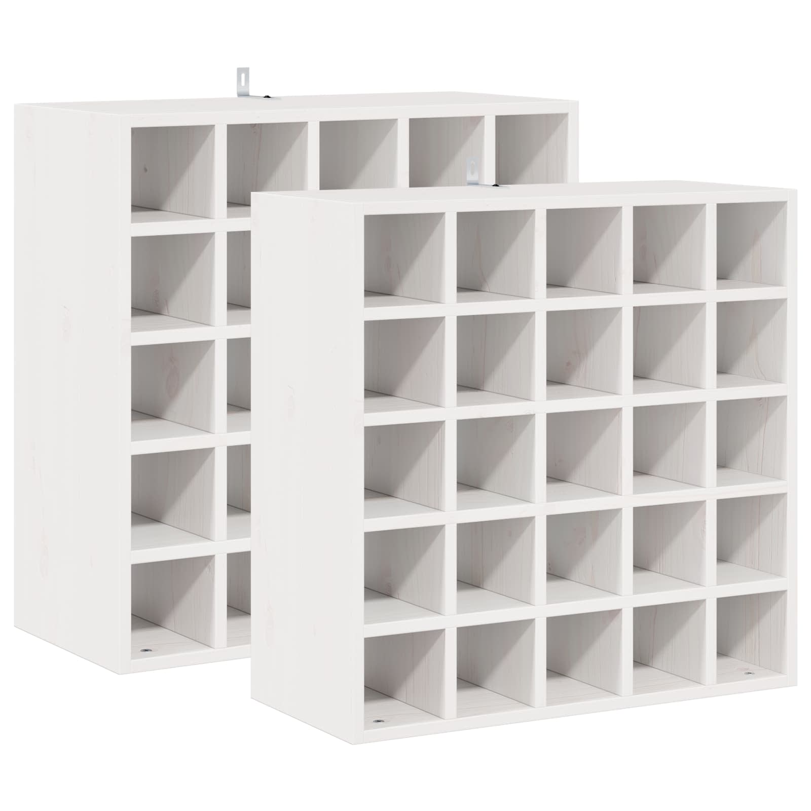 Ράφι Κρασιού 2 pcs Λευκό 56 x 25 x 56 cm Στερεά ξυλεία πεύκου