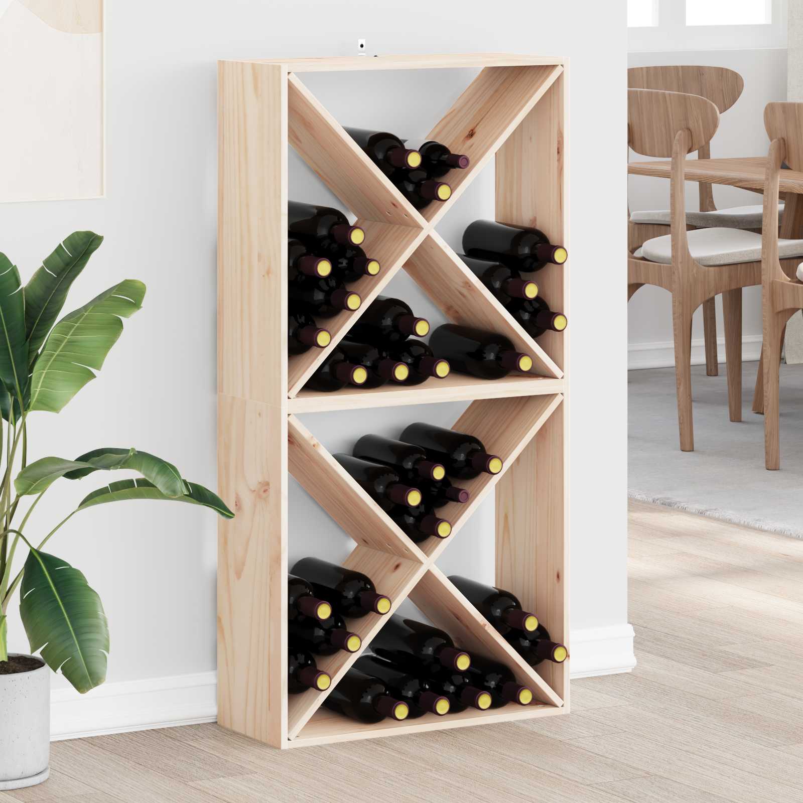 Ράφι Κρασιού 2 pcs Φυσικό 62 x 25 x 62 cm Στερεά ξυλεία πεύκου - Pakobazaar