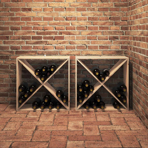 Ράφι Κρασιού 2 pcs Φυσικό 62 x 25 x 62 cm Στερεά ξυλεία πεύκου - Pakobazaar
