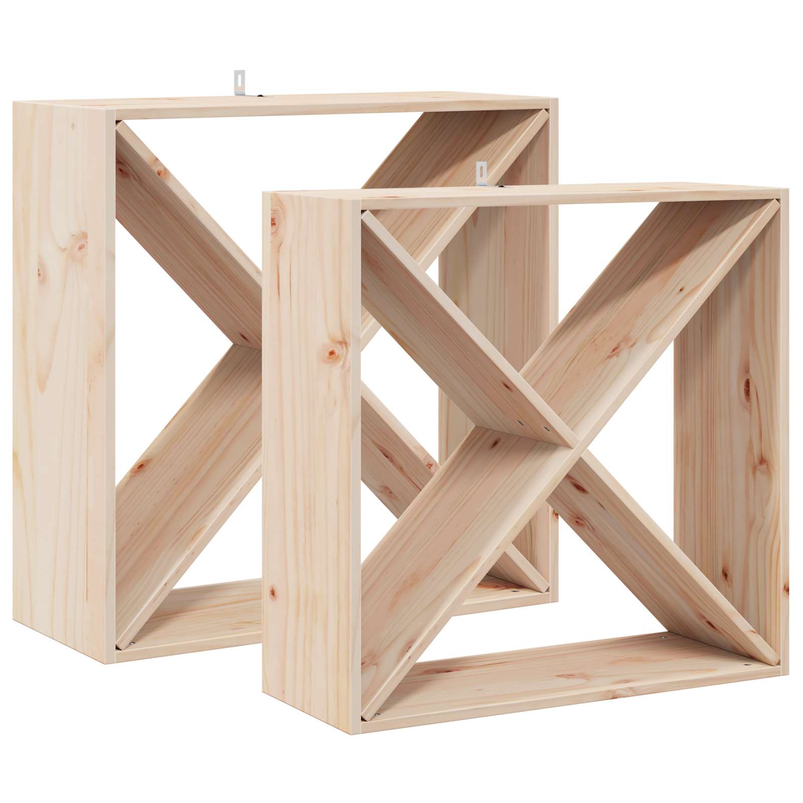 Ράφι Κρασιού 2 pcs Φυσικό 62 x 25 x 62 cm Στερεά ξυλεία πεύκου - Pakobazaar