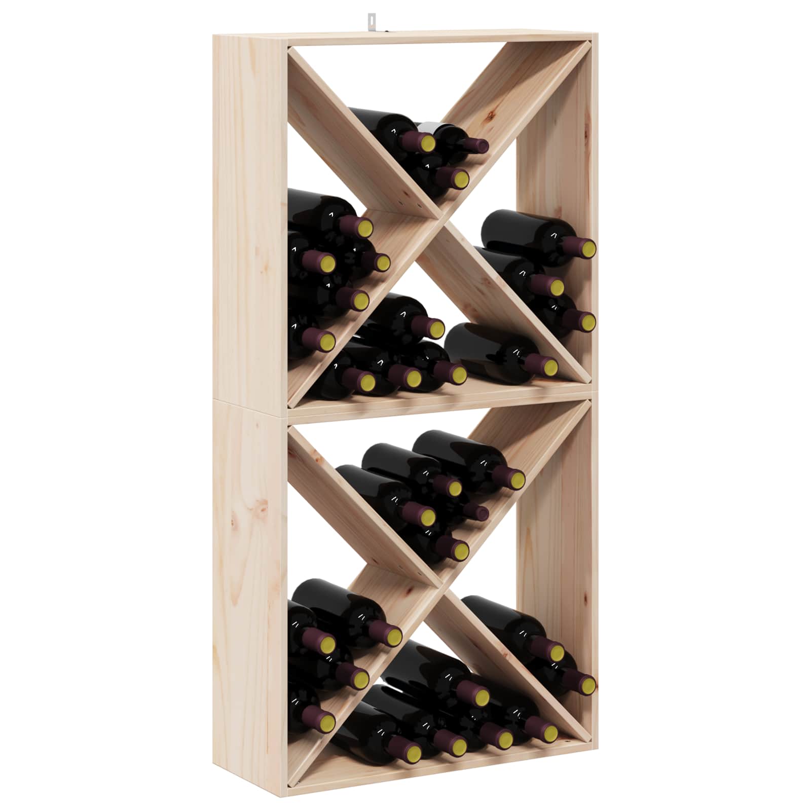 Ράφι Κρασιού 2 pcs Φυσικό 62 x 25 x 62 cm Στερεά ξυλεία πεύκου - Pakobazaar